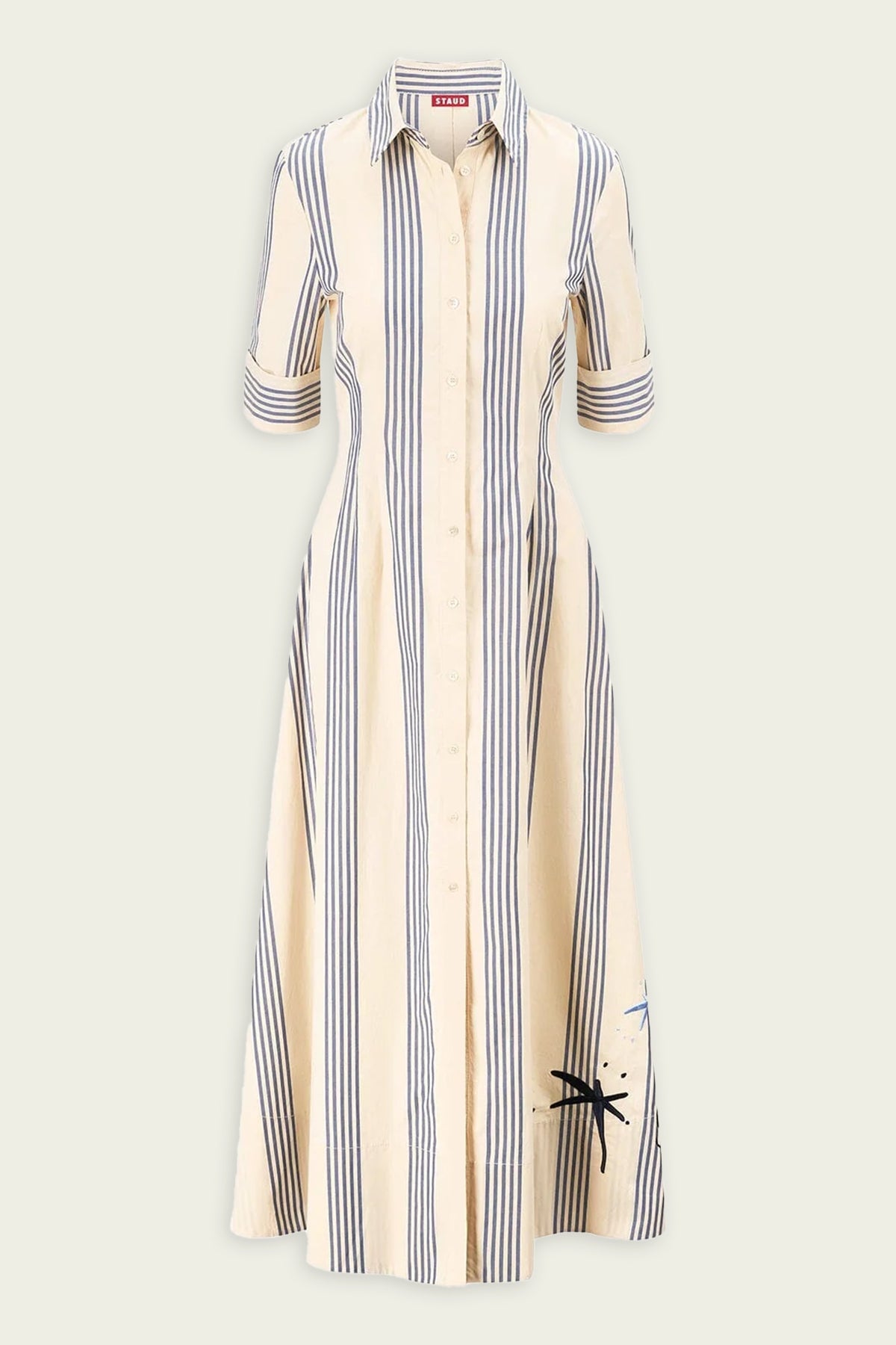 Amy Dress in Azure Pinstripe