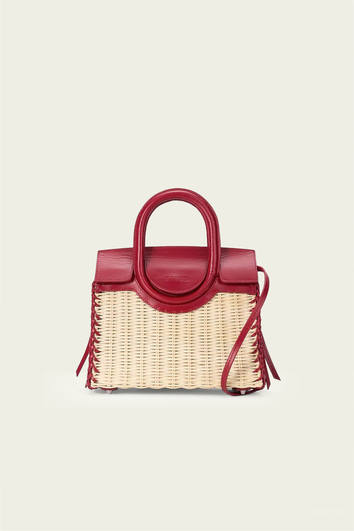Maude Mini Wicker Carryall in Natural Rouge