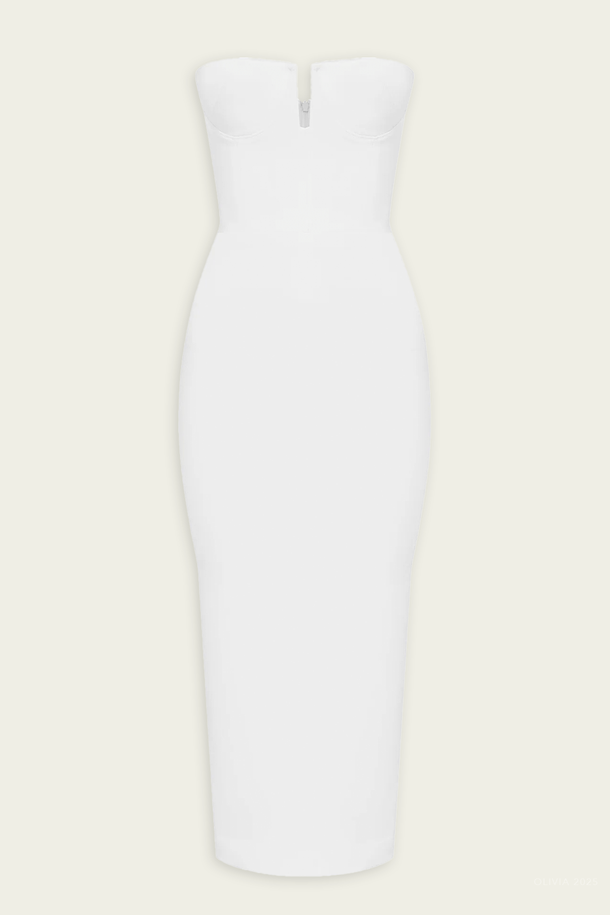 Strapless Cup Dress Satin Crepe in White - shop - olivia.com