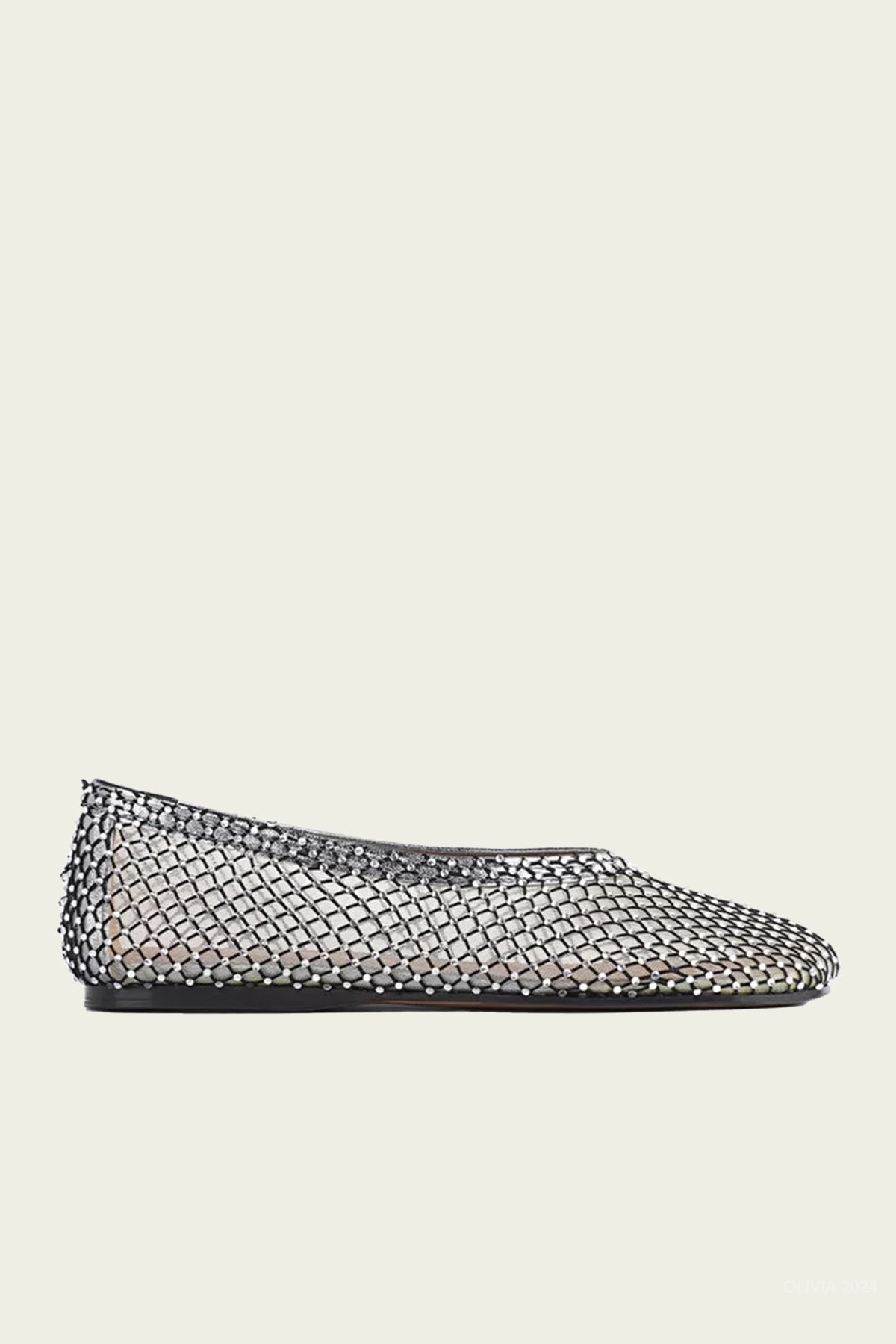 Strass Mesh Anckle Ballerina in Nero - shop - olivia.com