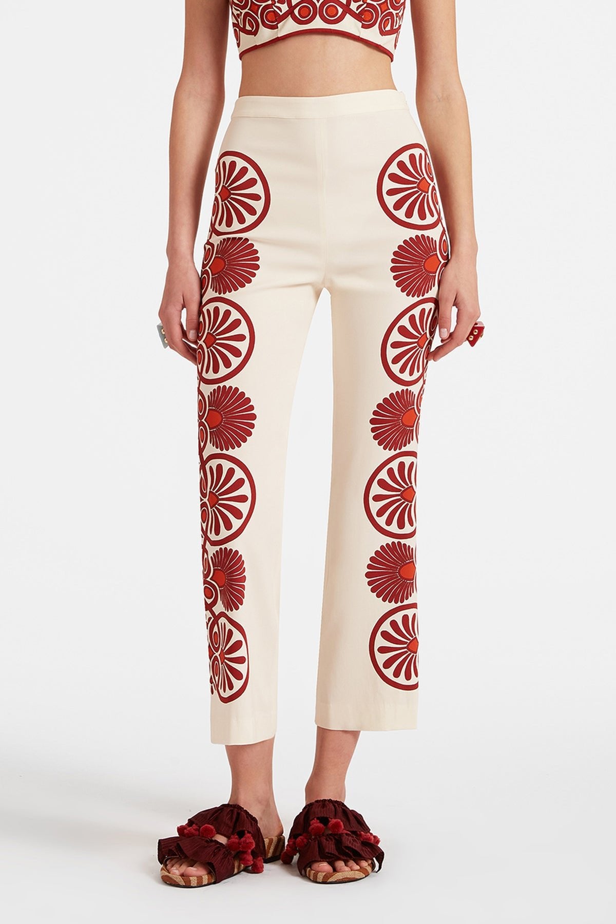 Stretch Pants in Medallion Placée Cream - shop - olivia.com