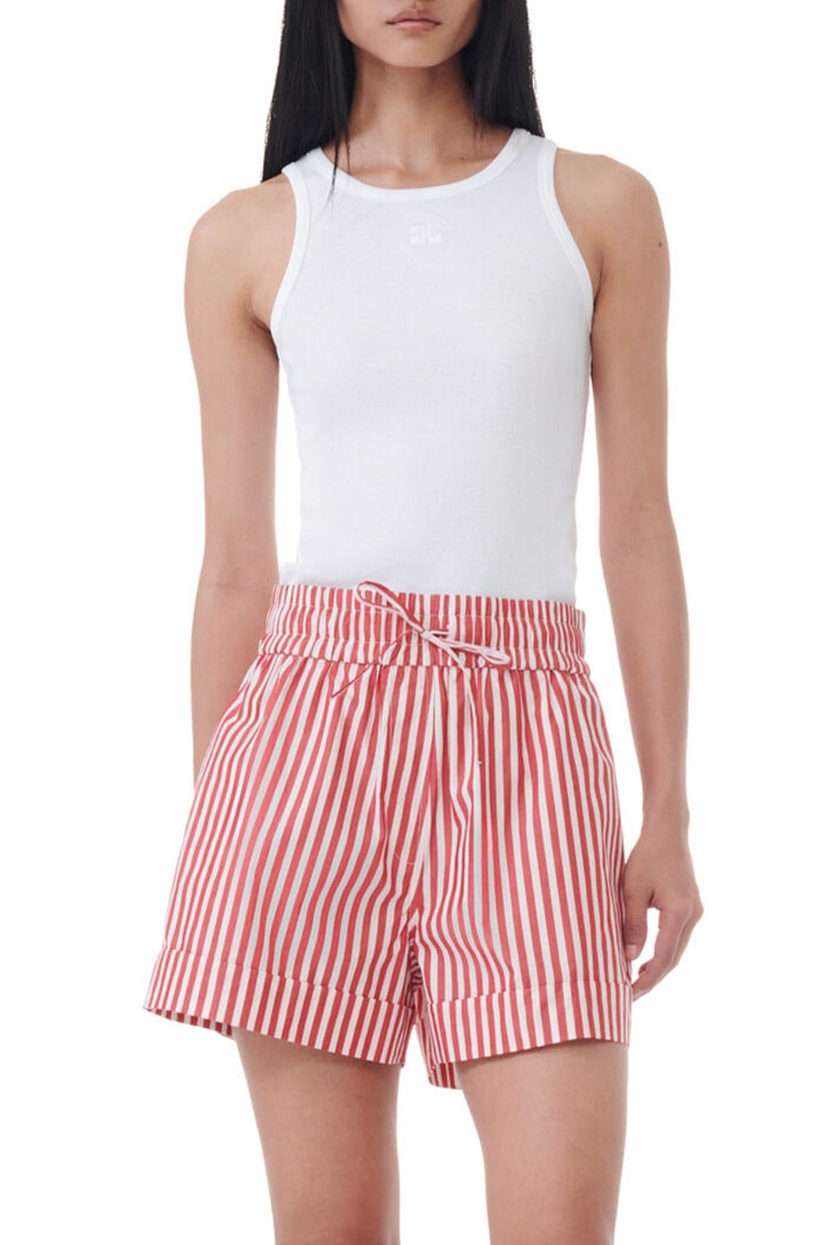 Stripe Cotton Shorts in Barbado Cherry - shop - olivia.com