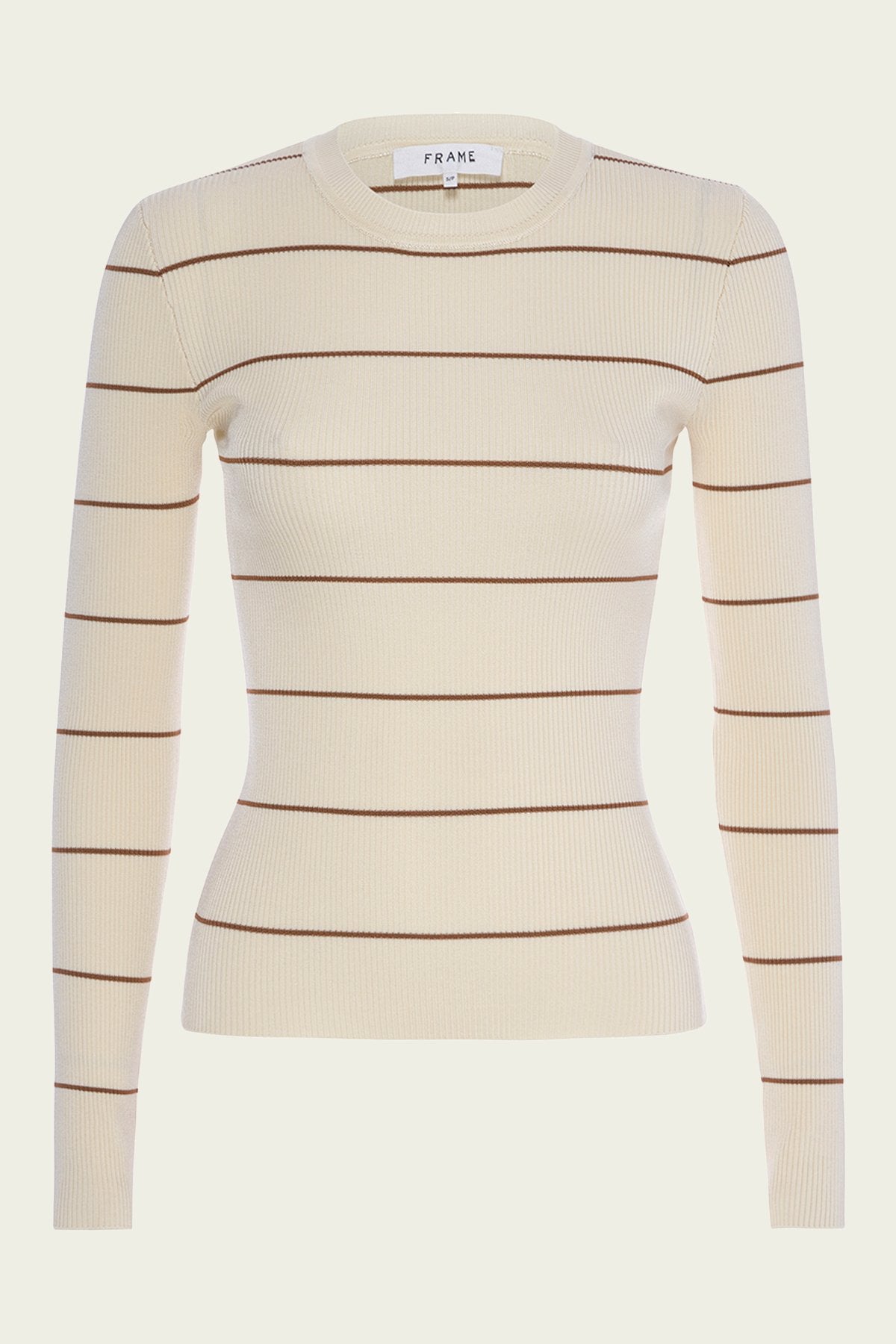 Striped Rib Crew in Camel Multi - shop - olivia.com