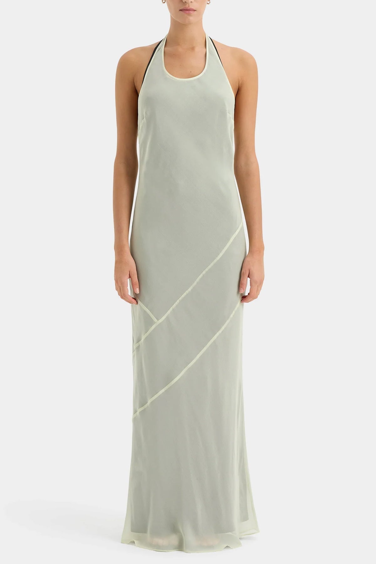 Strobe Halter Dress in Light Sage - shop - olivia.com