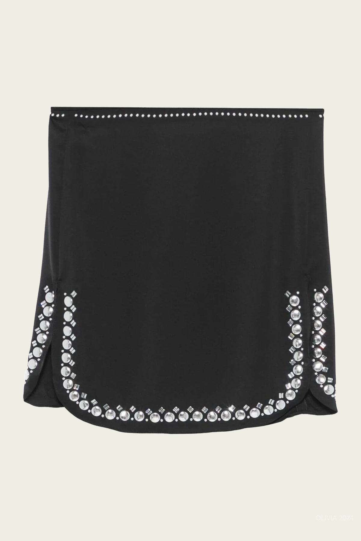 Studded - Hem Mini Skirt in Black - shop - olivia.com