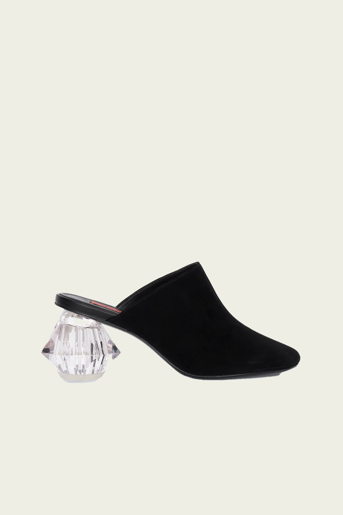 Suede Crystal Moderno Mule in Black - shop - olivia.com