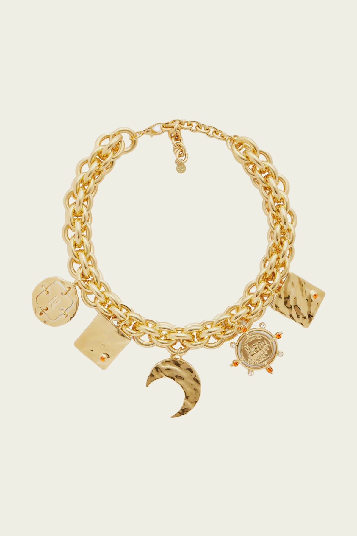 Sun Date Necklace with Fantasy Medals in Gold - shop - olivia.com