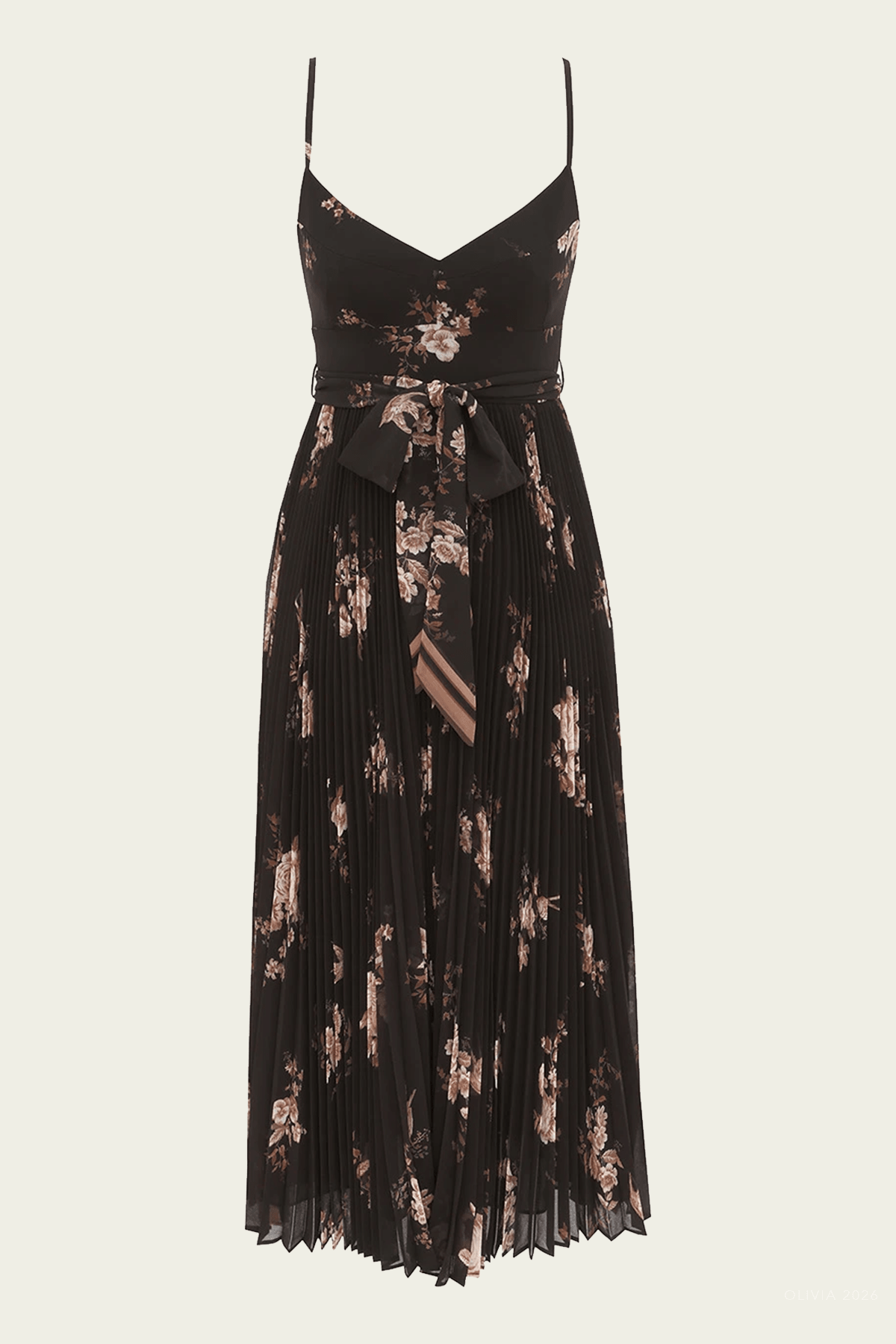 Sunray Pleated Picnic Dress in Black Floral - shop - olivia.com