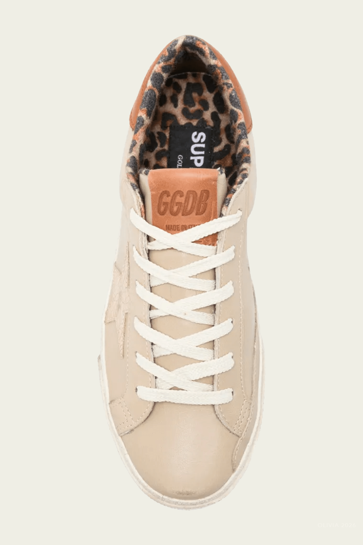 Super - Star Beige Platinum Leather Sneaker - shop - olivia.com