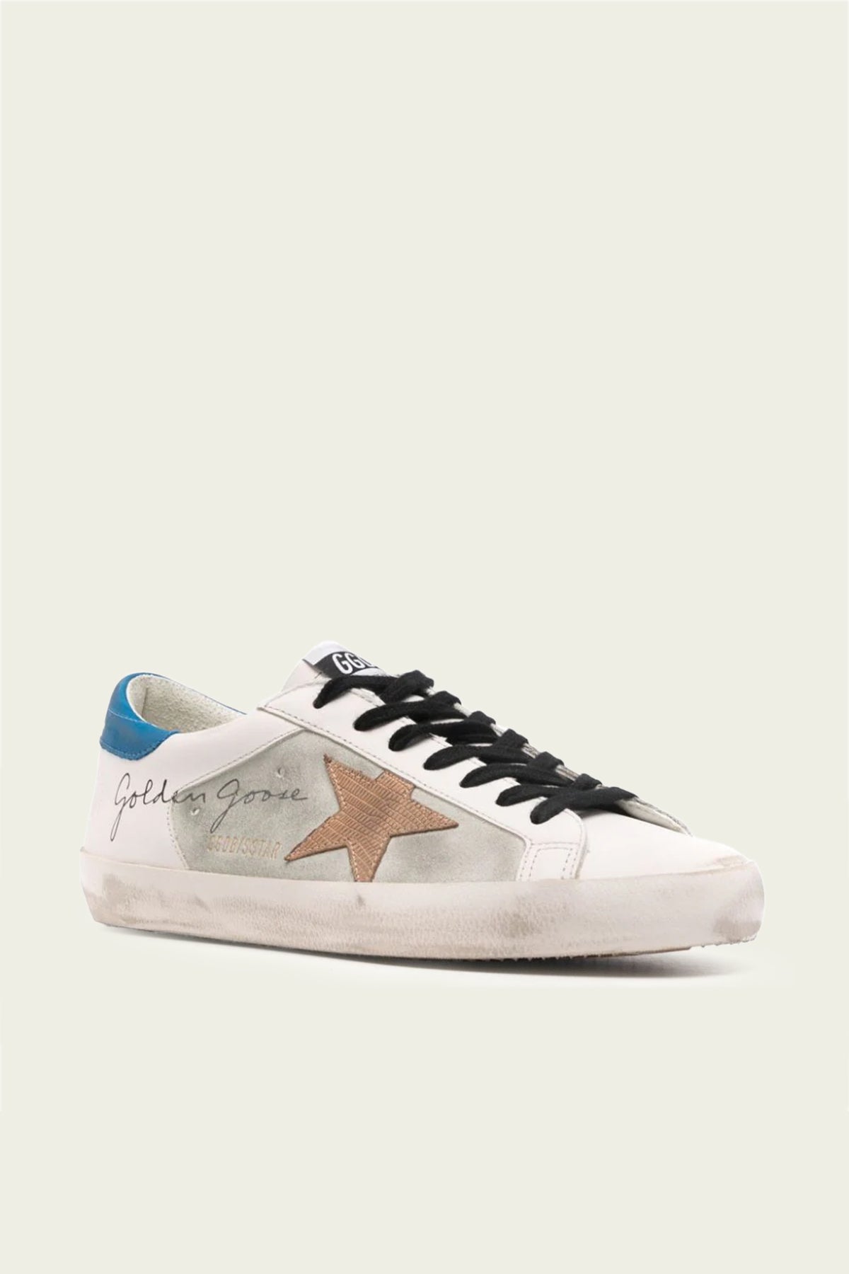 Super - Star White and Blue Toe Leather Men Sneaker - shop - olivia.com