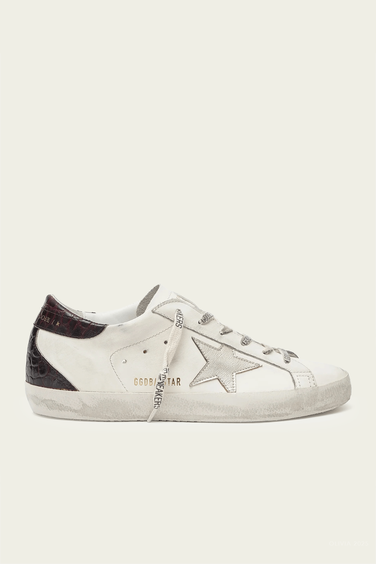 Super - Star White Burgundy Leather Sneaker - shop - olivia.com