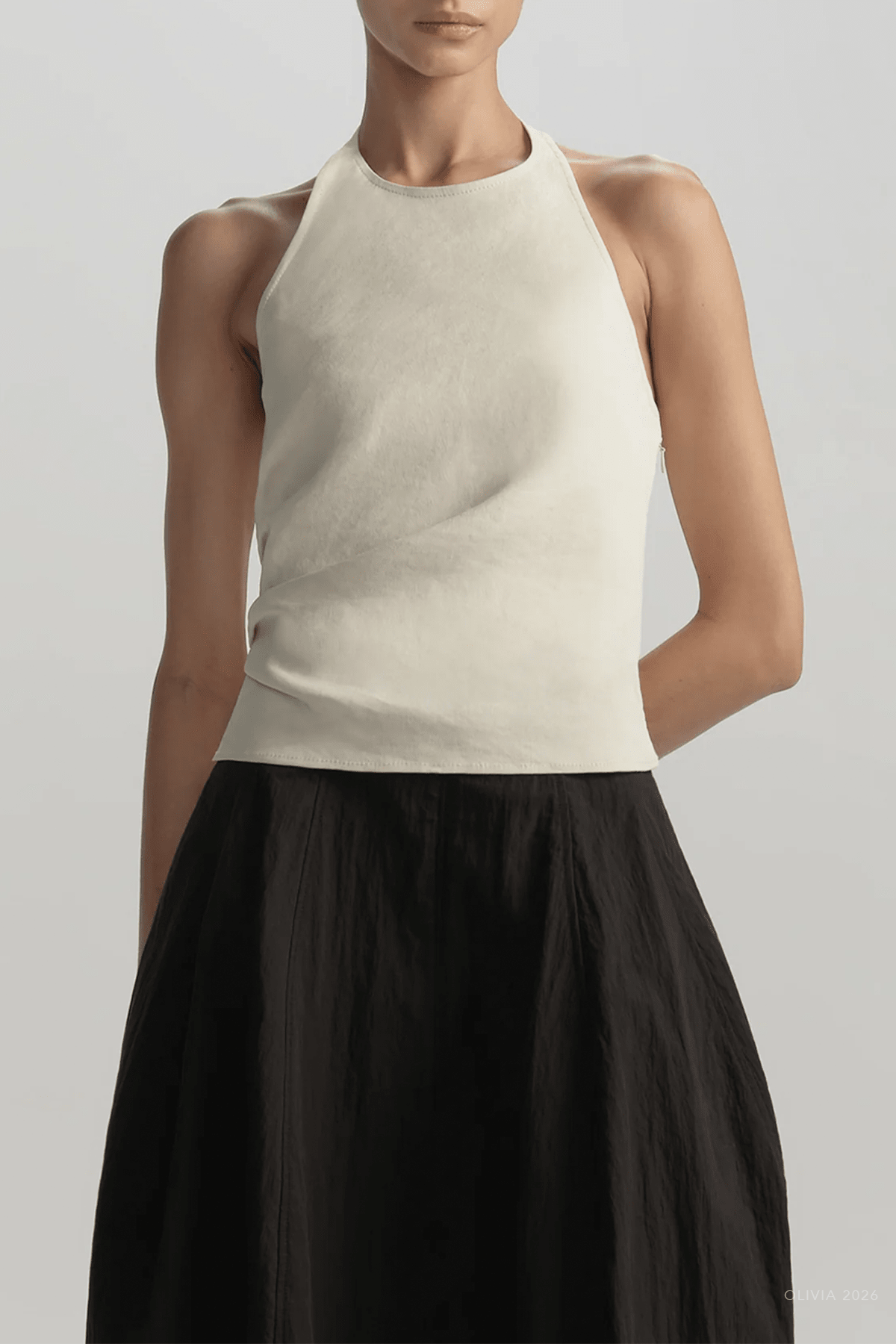 Sylvie Linen Halter Top in Buttercream - shop - olivia.com