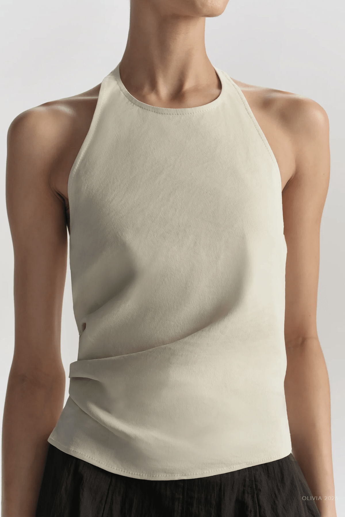 Sylvie Linen Halter Top in Buttercream - shop - olivia.com