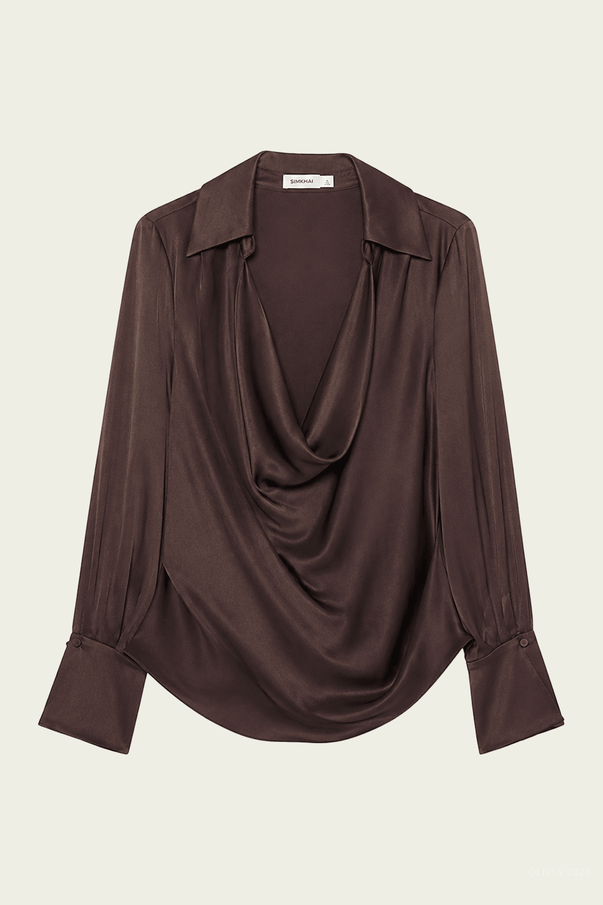 Symone Satin Top in Dark Chocolate - shop-olivia.com