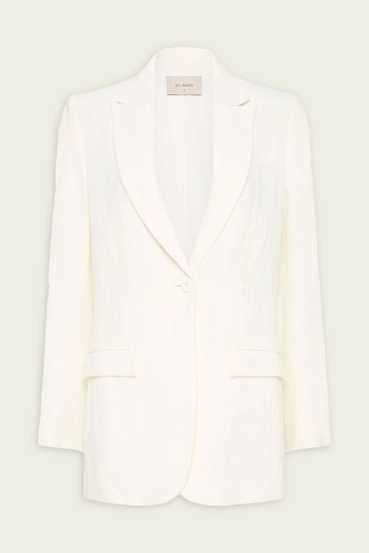 Tailored Linen Blazer in Ivory - shop-olivia.com