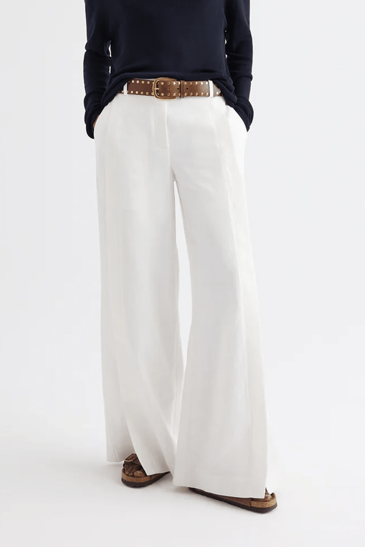 Taite Pant in Ivory - shop-olivia.com