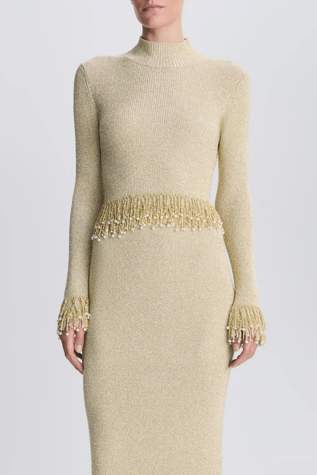 Tali Pearl Fringe Top in Gold - shop-olivia.com