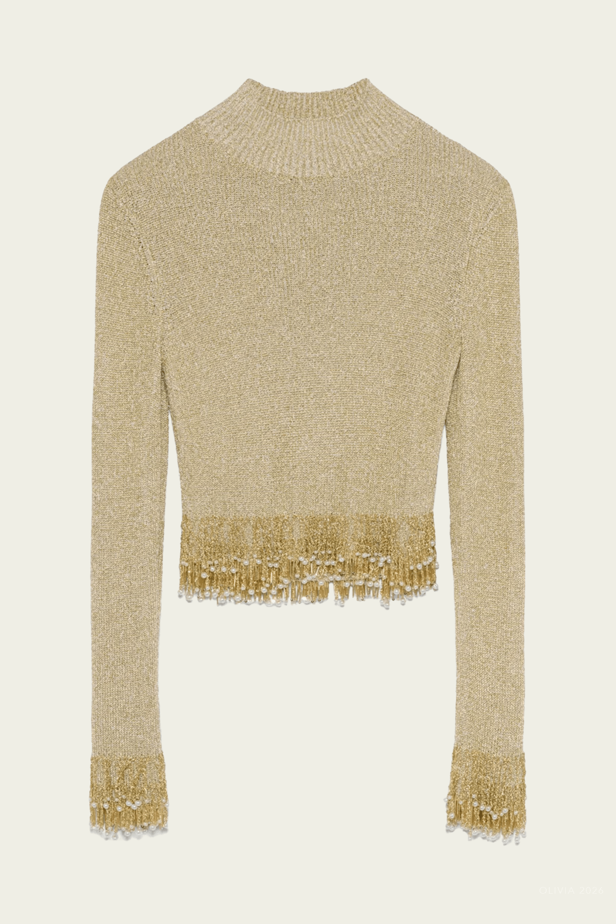 Tali Pearl Fringe Top in Gold - shop-olivia.com