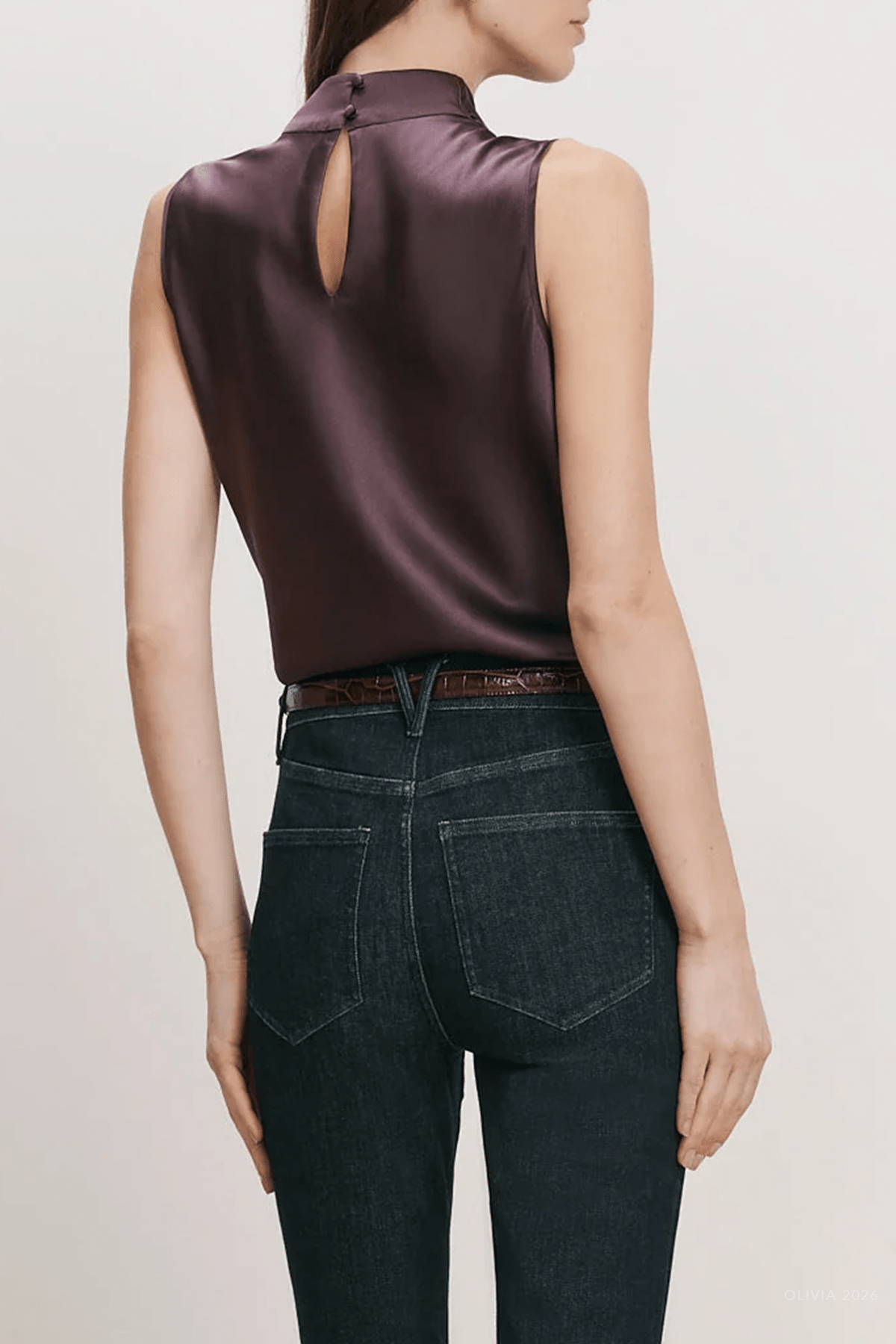Tam Sleeveless Blouse in Dark Eggplant - shop-olivia.com