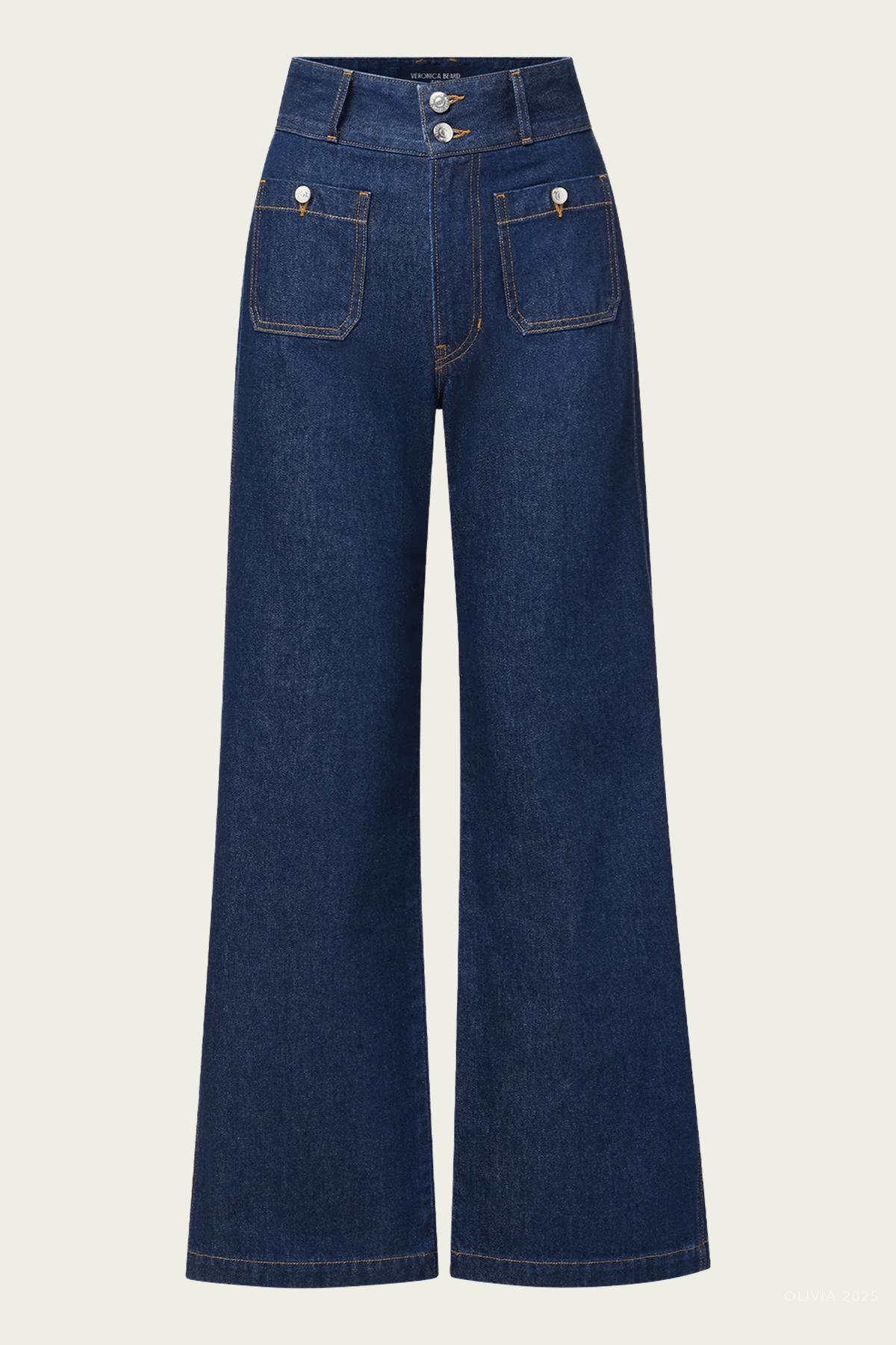 Taylor Patch - Pocket Wide - Leg Jean in Indigo Rinse - shop - olivia.com
