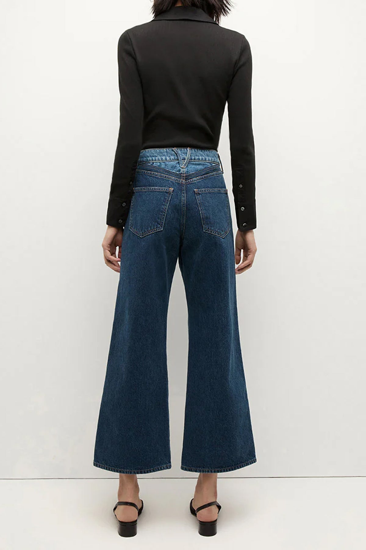 Taylor Two - Tone Cropped Wide - Leg Jean in Rebel Blue Colorblock - shop - olivia.com