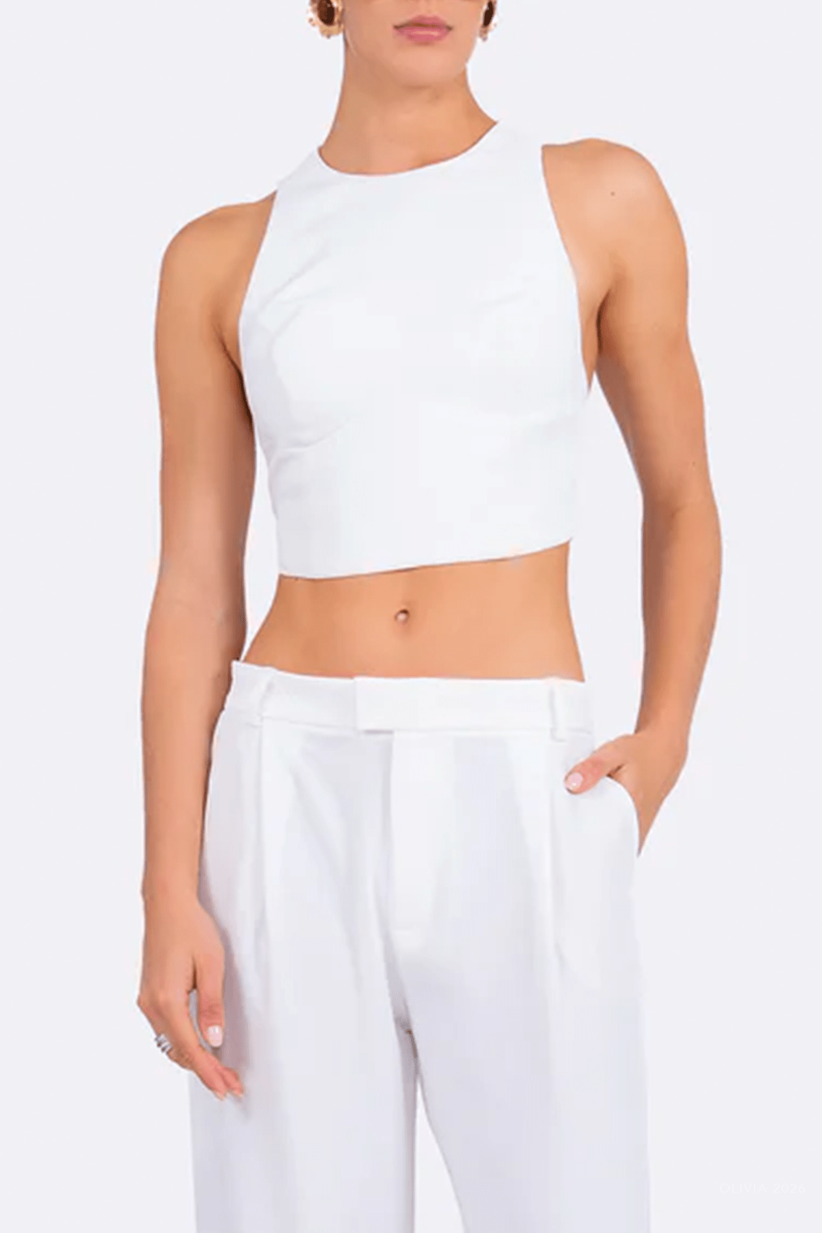 Tessa Crop Top in White - shop-olivia.com