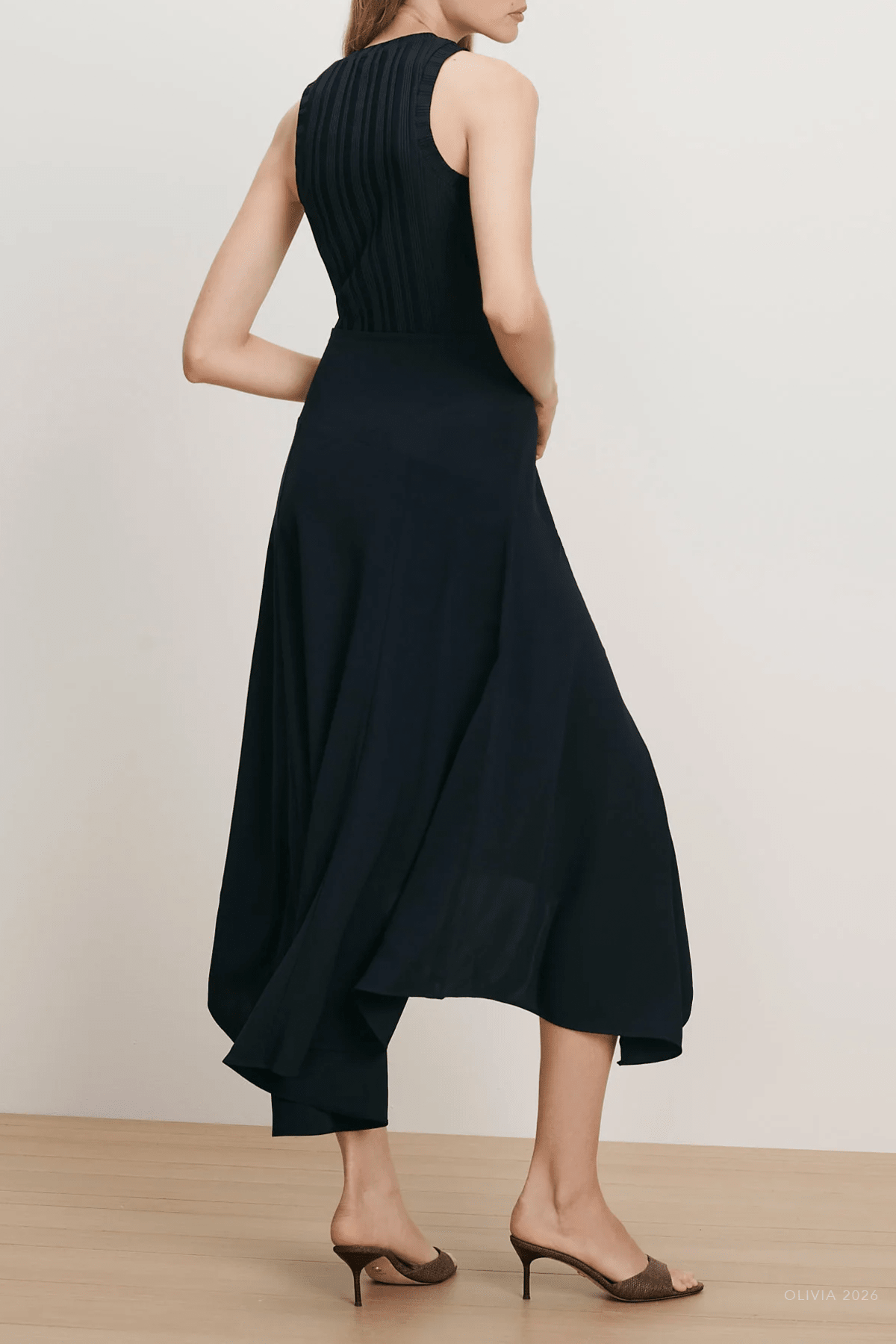 Thalissa Handkerchief Dress in Navy - shop-olivia.com