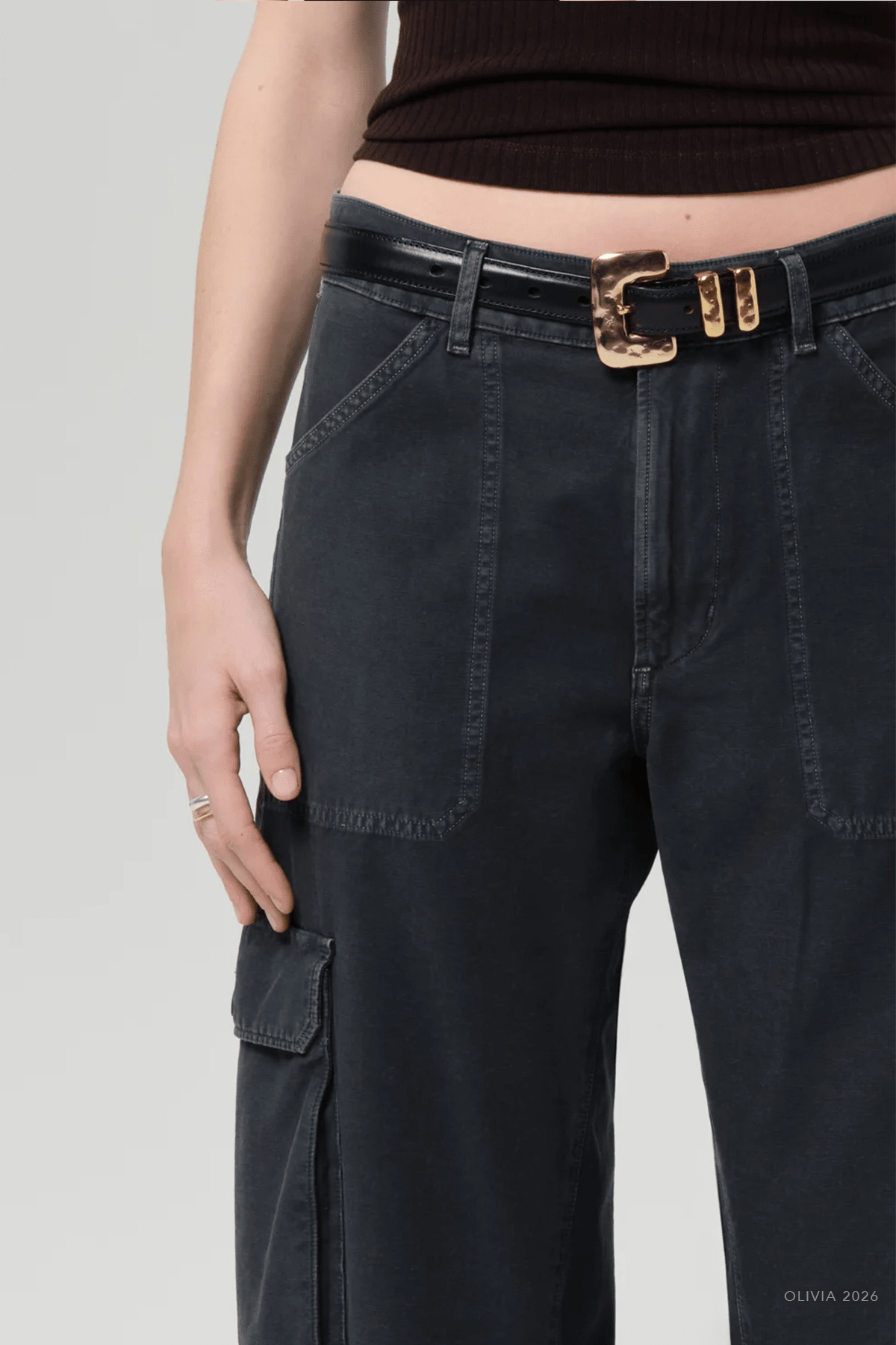 Thassos Twisted Seam Utility Pant in Washed Black - shop-olivia.com