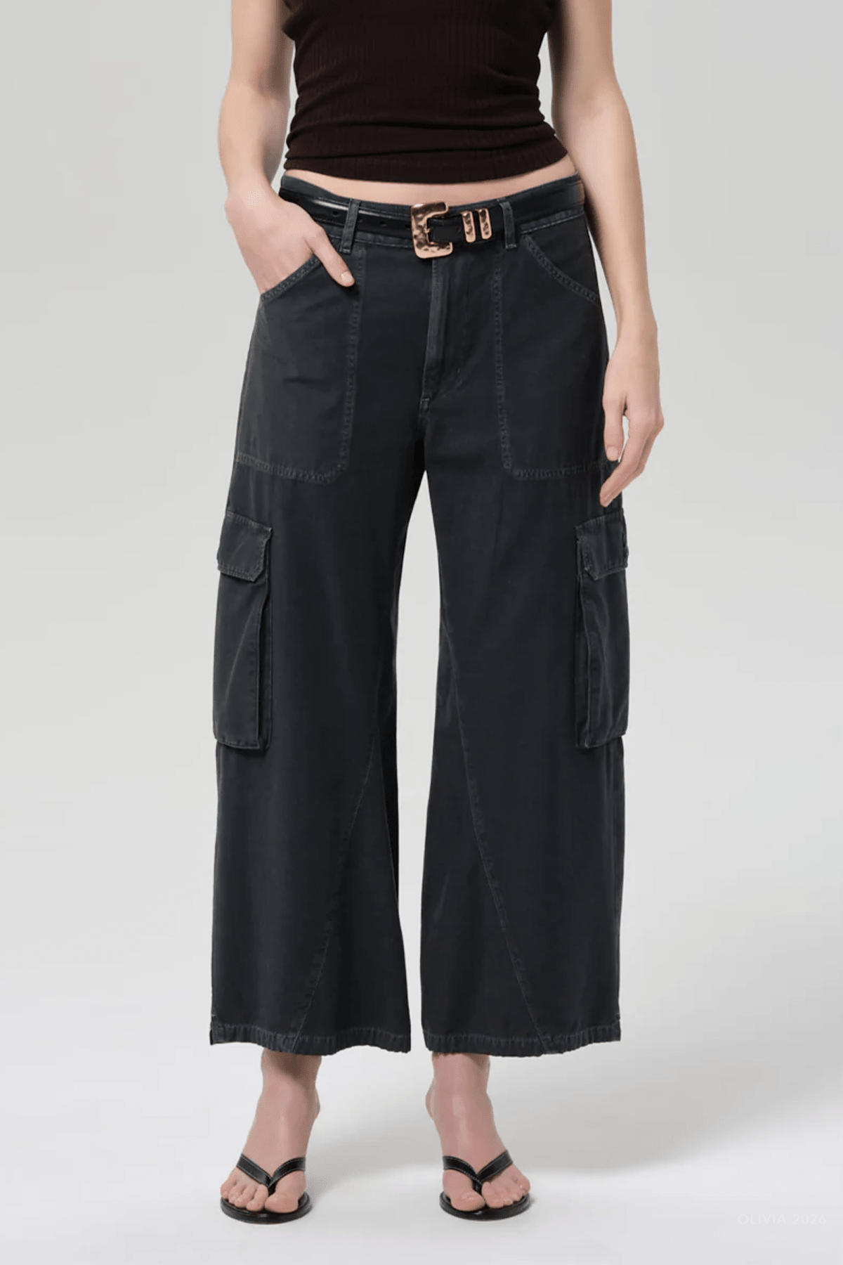 Thassos Twisted Seam Utility Pant in Washed Black - shop-olivia.com