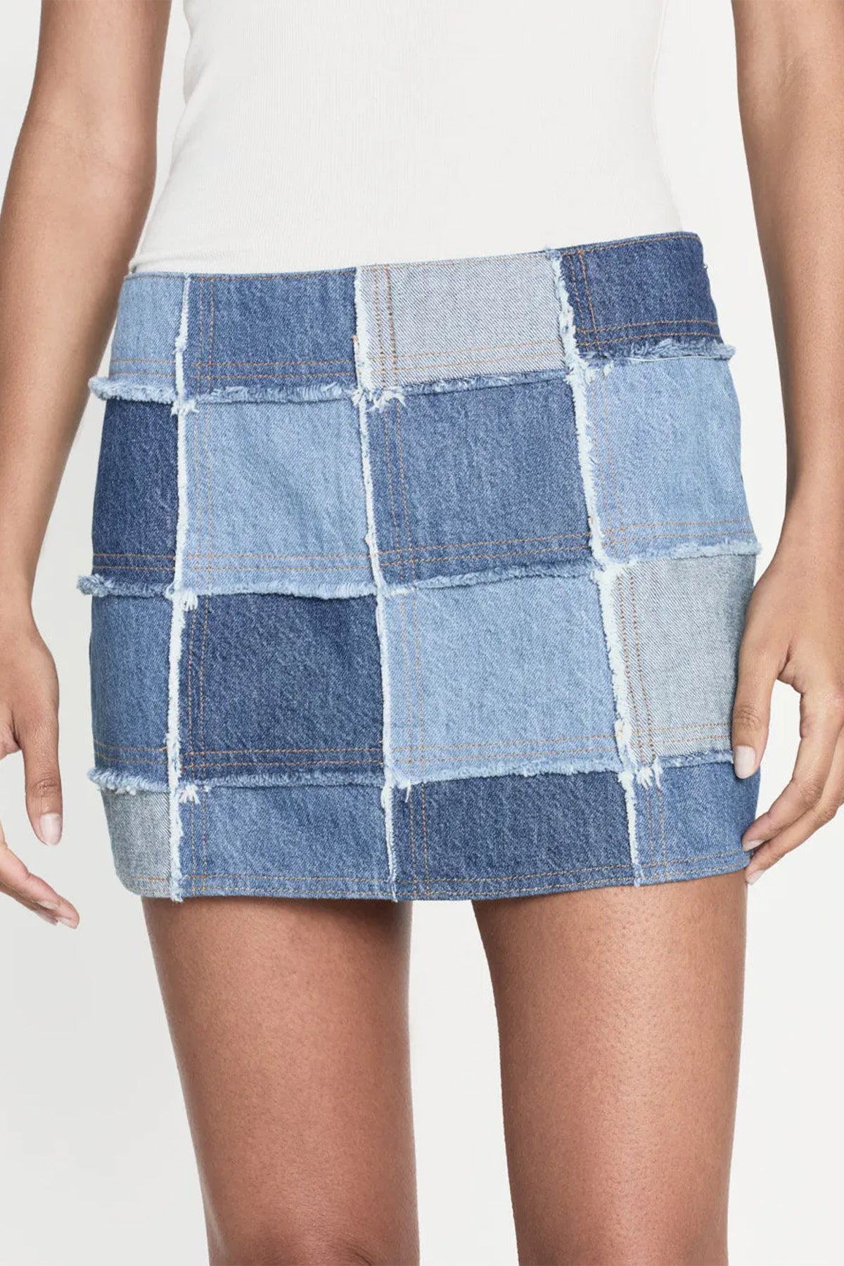The 70's Patchwork Mini Skirt in Road Trip - shop-olivia.com