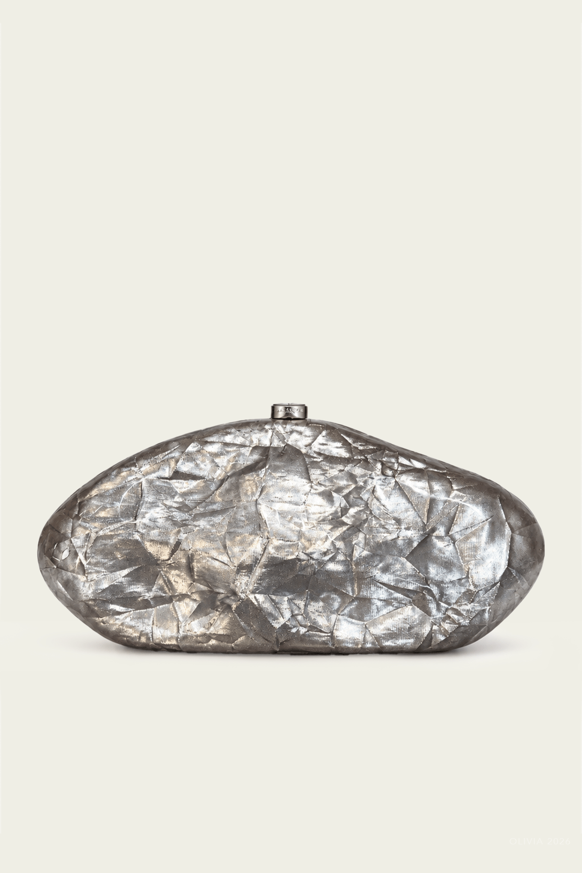 The Caldera Clutch in Silver - shop-olivia.com