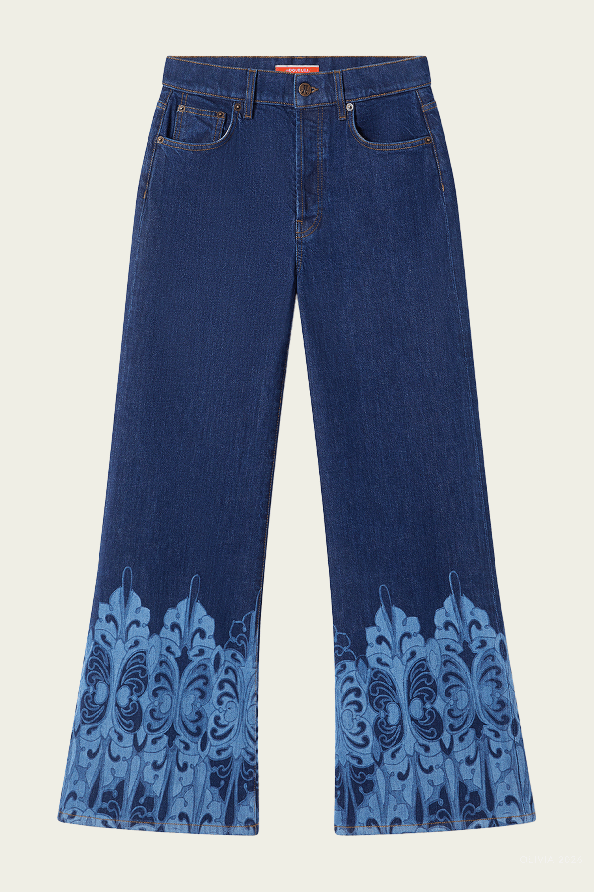 The Cropped Flare Jean in Cocoon Placée Indigo - shop-olivia.com