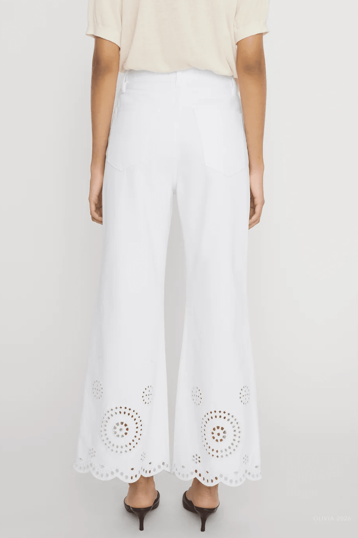 The Eyelet Flare in White - shop - olivia.com