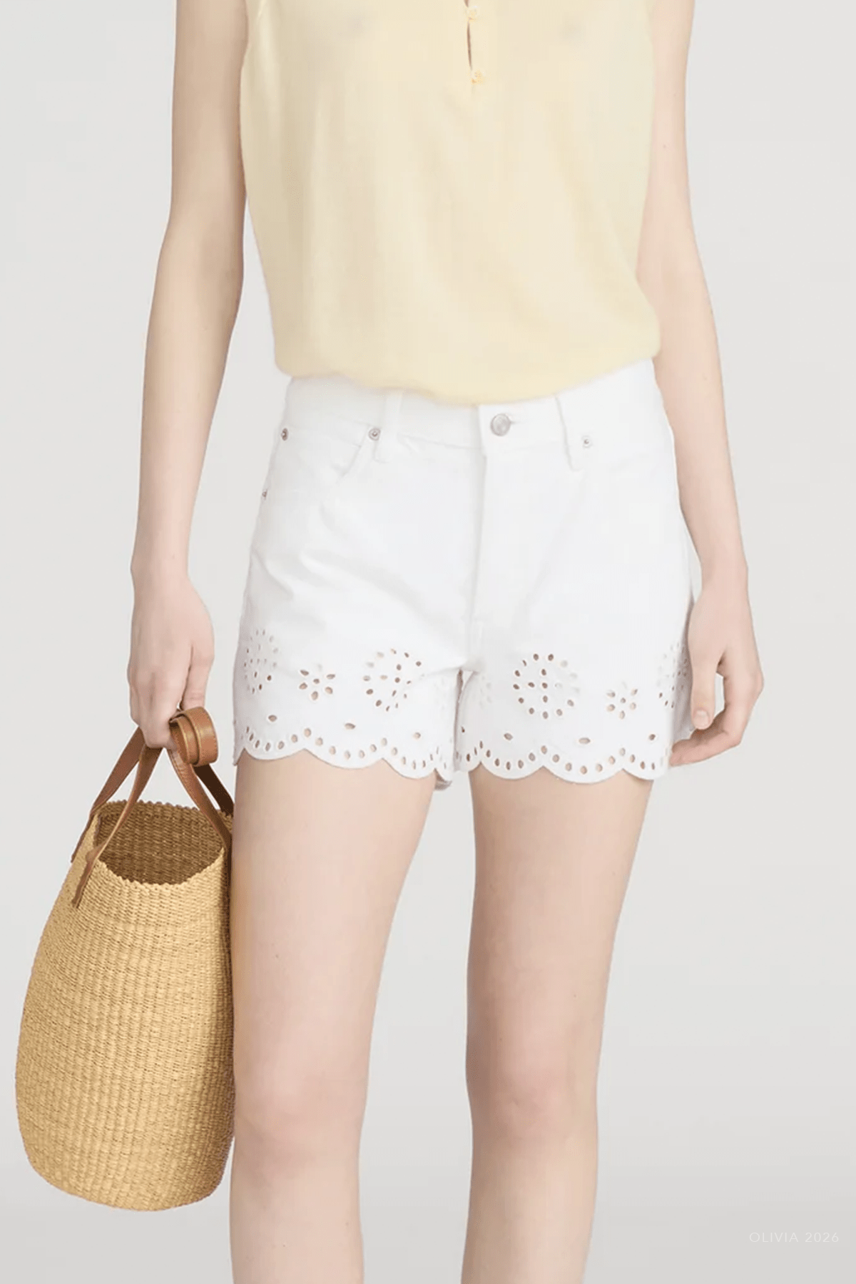 The Eyelet Hang Short Long in White - shop - olivia.com