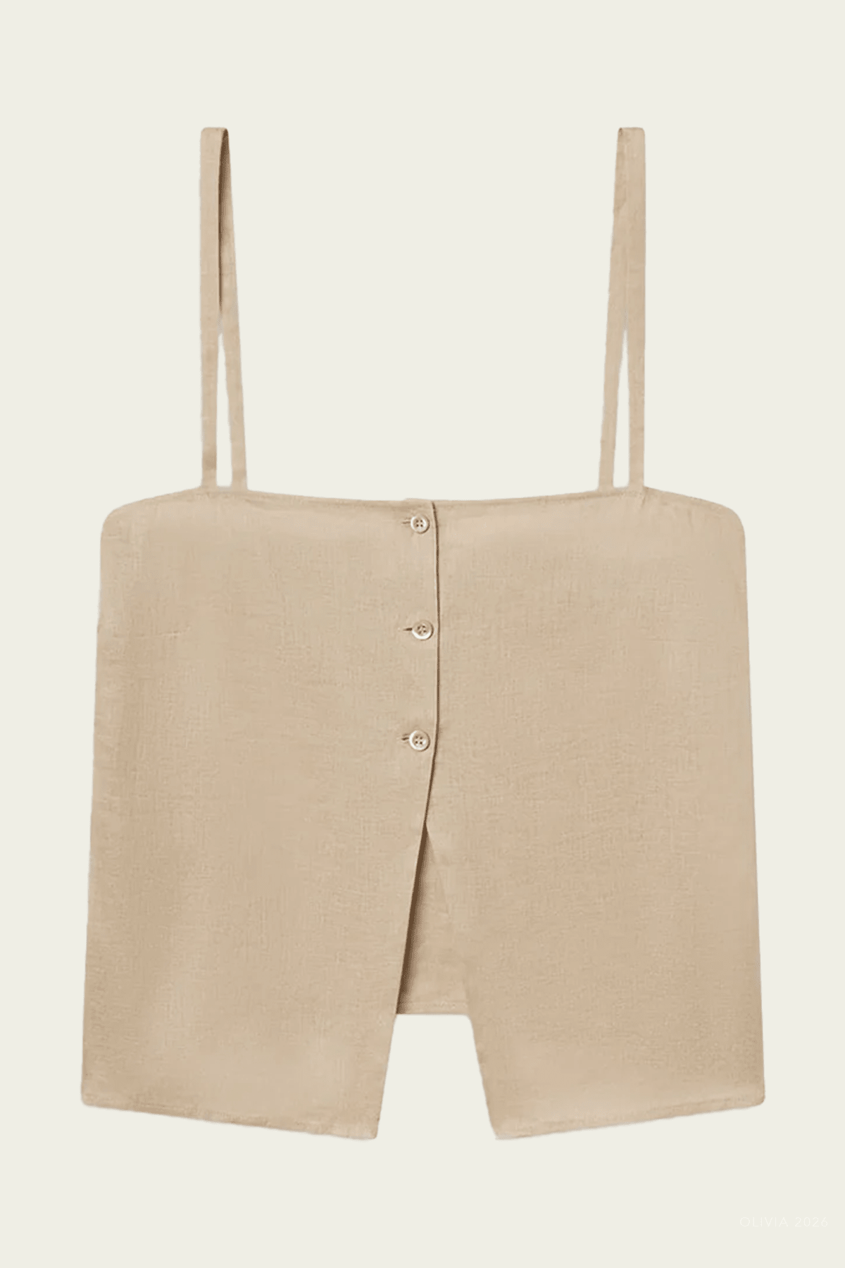 The Linen Button Cami in Flax - shop - olivia.com