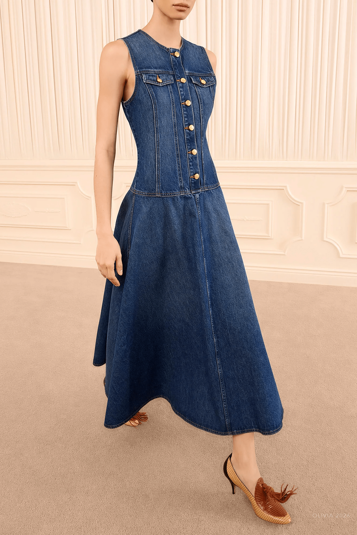 The Odella Denim Dress in Nile - shop-olivia.com
