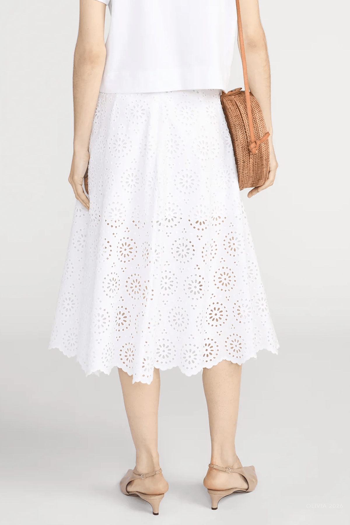 The Solstice Eyelet Skirt in White - shop - olivia.com