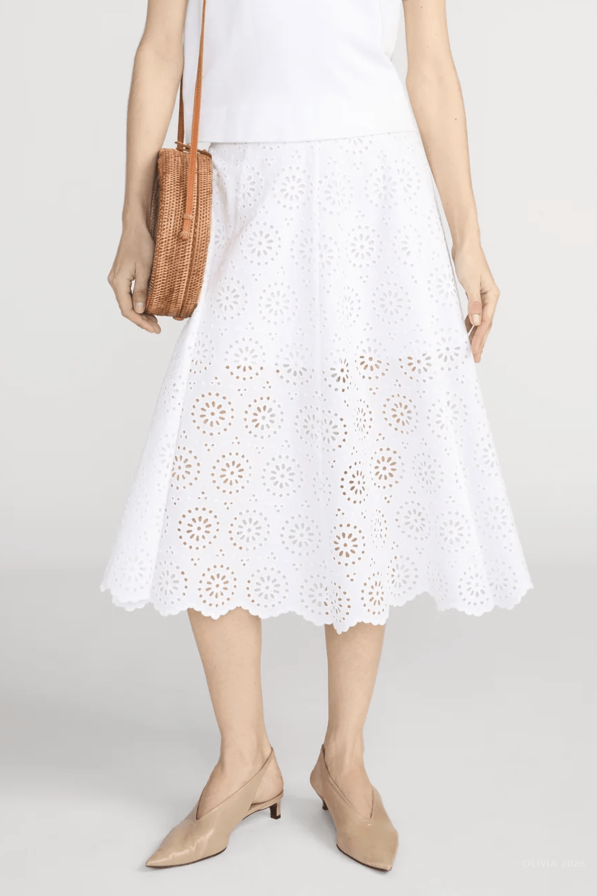 The Solstice Eyelet Skirt in White - shop - olivia.com