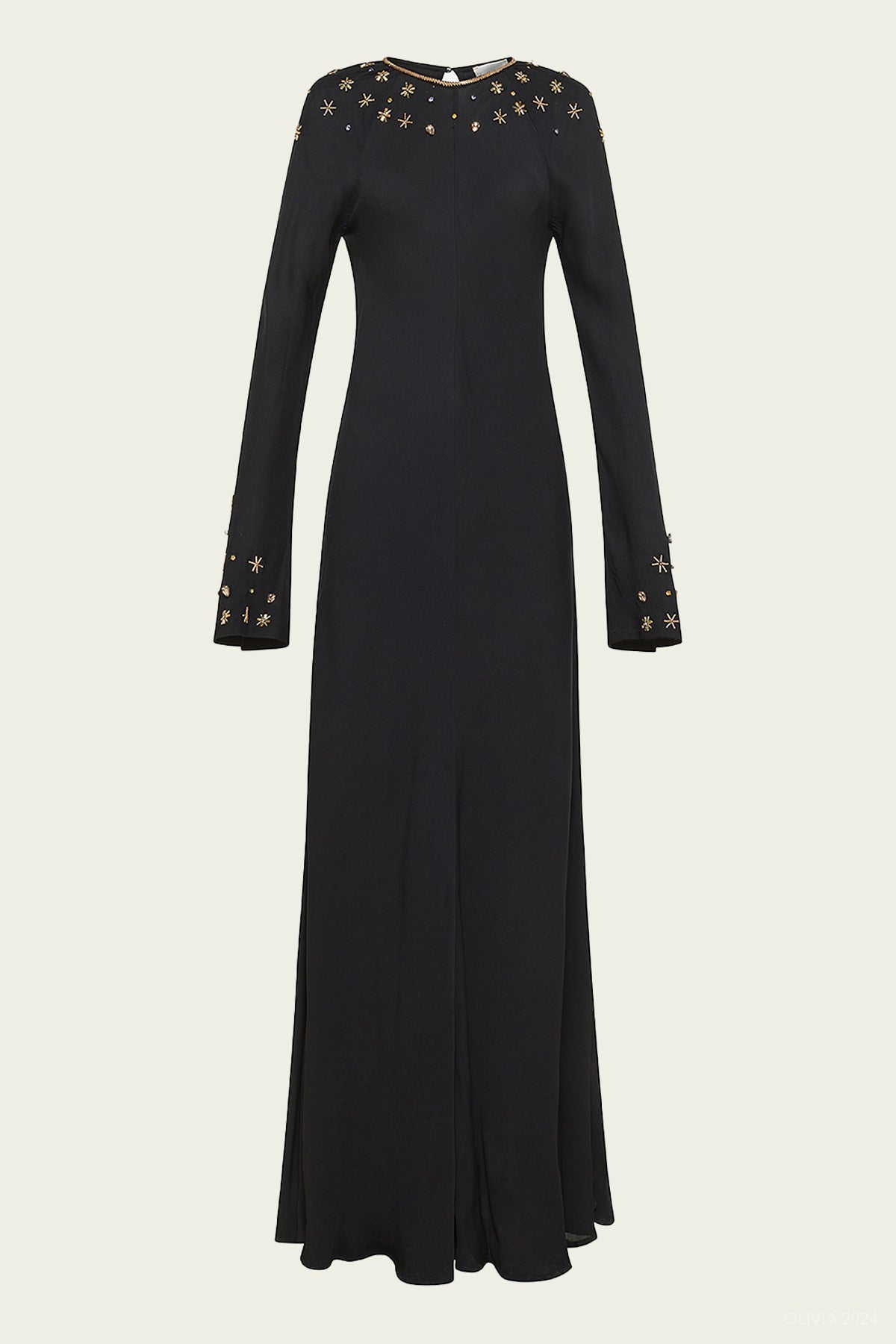 "The Stars of Bali" Embroidery Georgette Dress in Black - shop - olivia.com