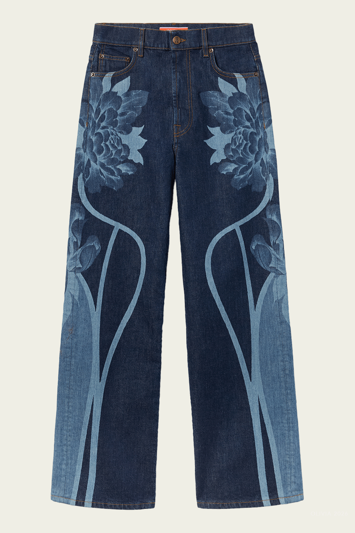 The Straight Leg Jean in Queen Peony Placée - shop - olivia.com