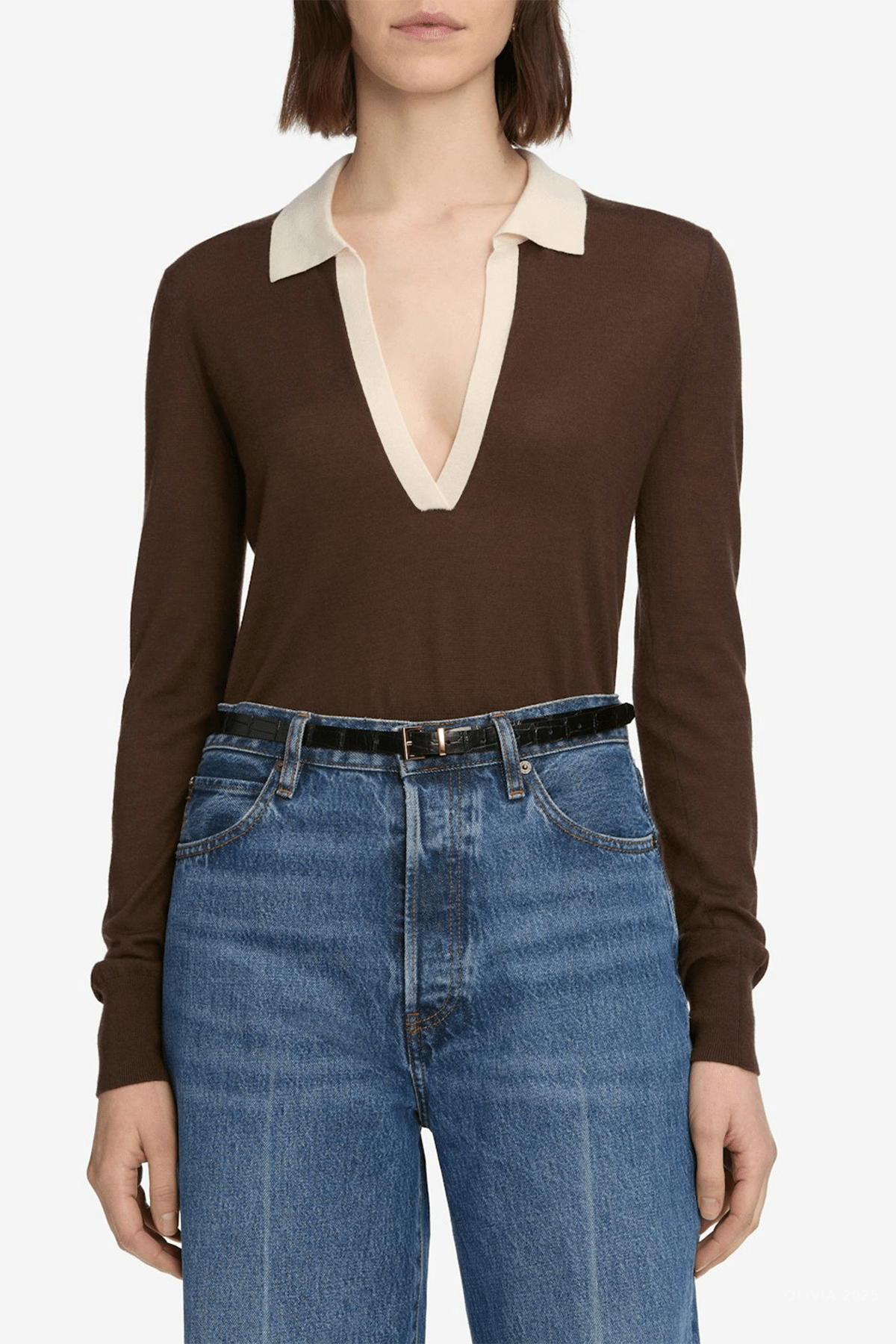 The Two Tone Polo in Coffee Multi - shop - olivia.com