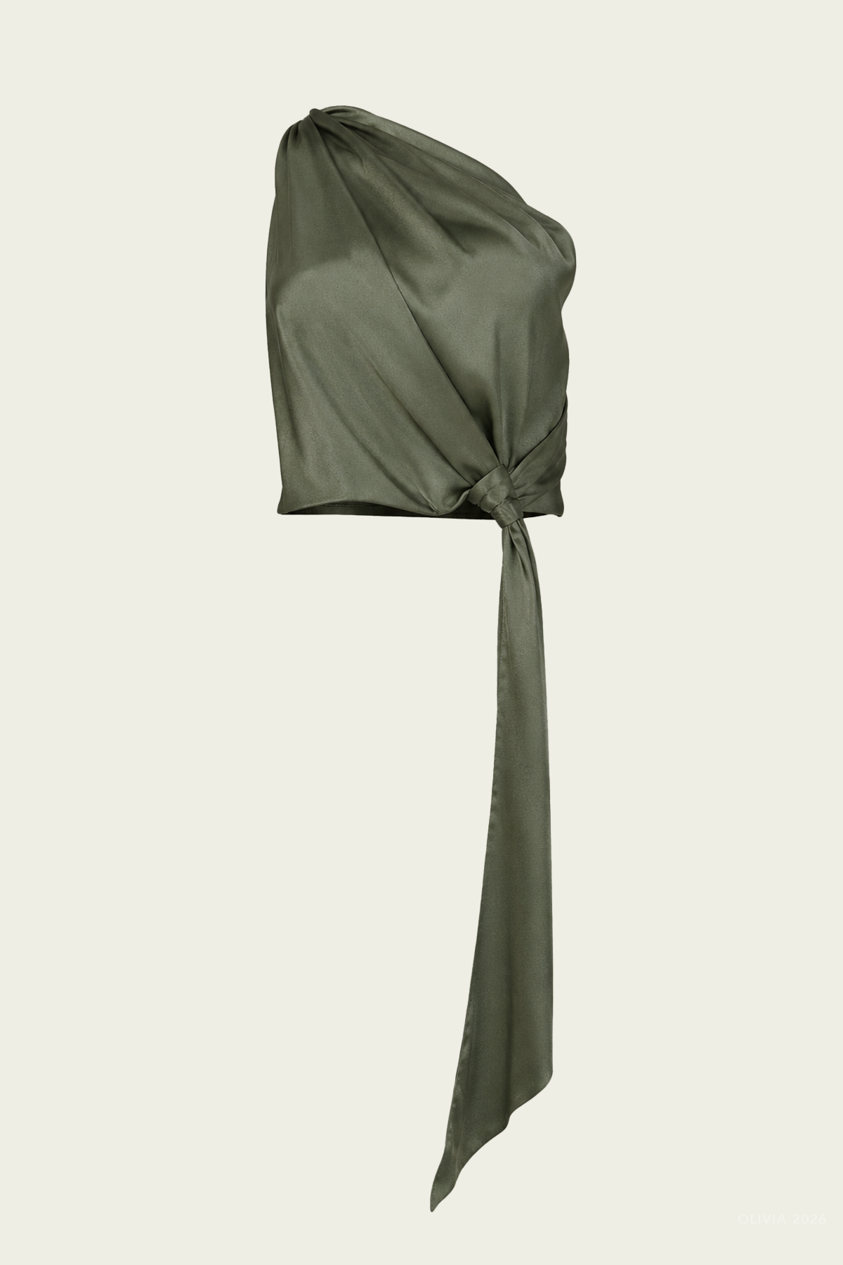 Asymmetrical Drape Top with Tail in Bottle