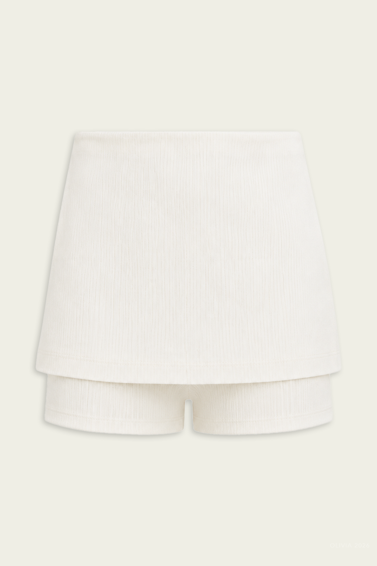 Creased Stretch Crepe Skort in Ivory