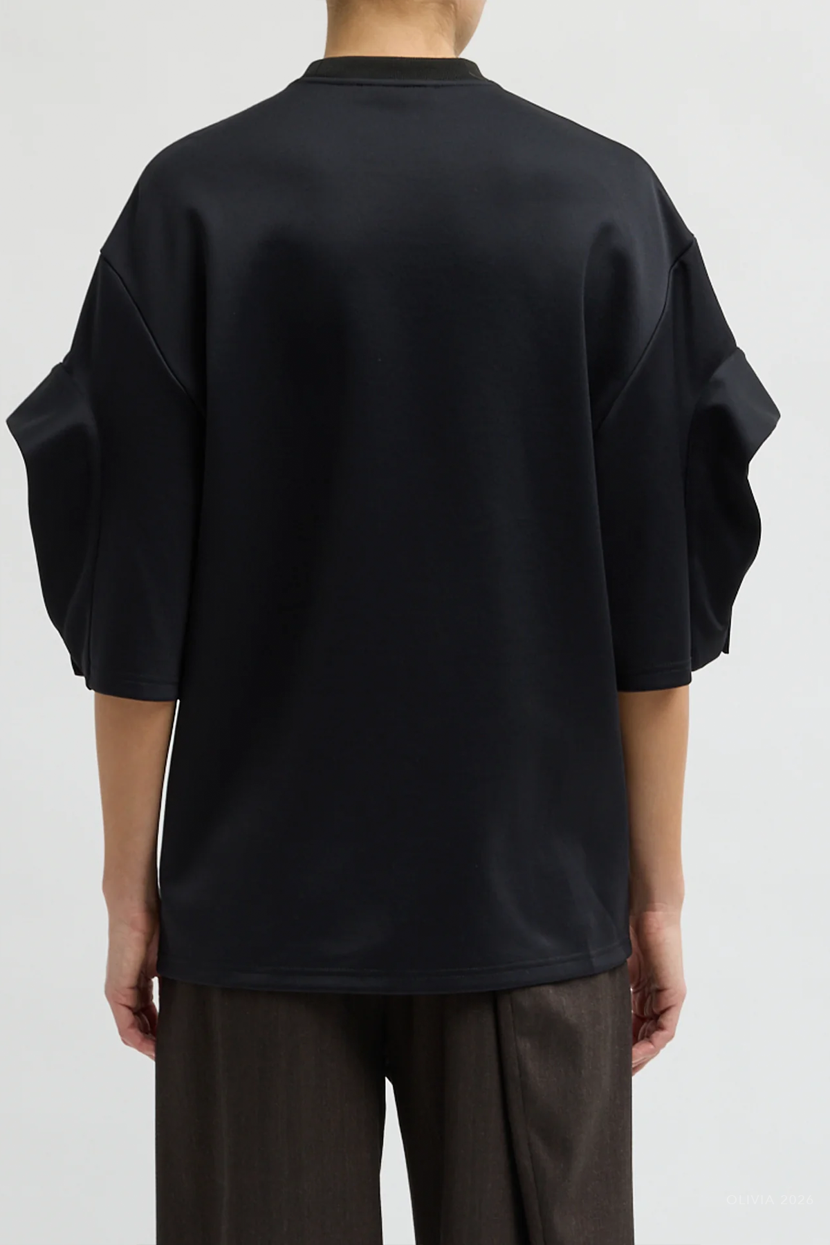 Active Knit Easy Drape Sleeve T-Shirt in Black