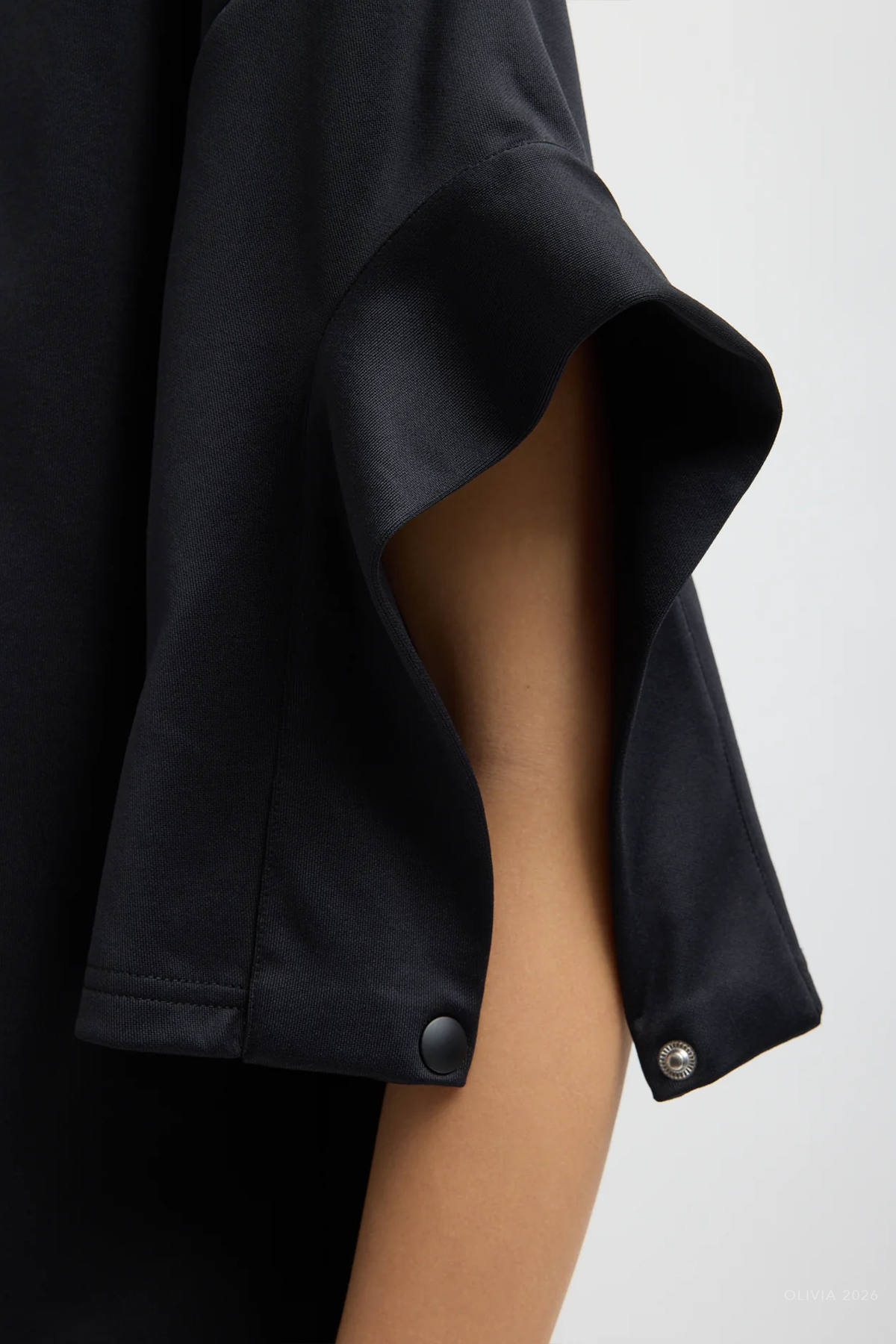 Active Knit Easy Drape Sleeve T-Shirt in Black