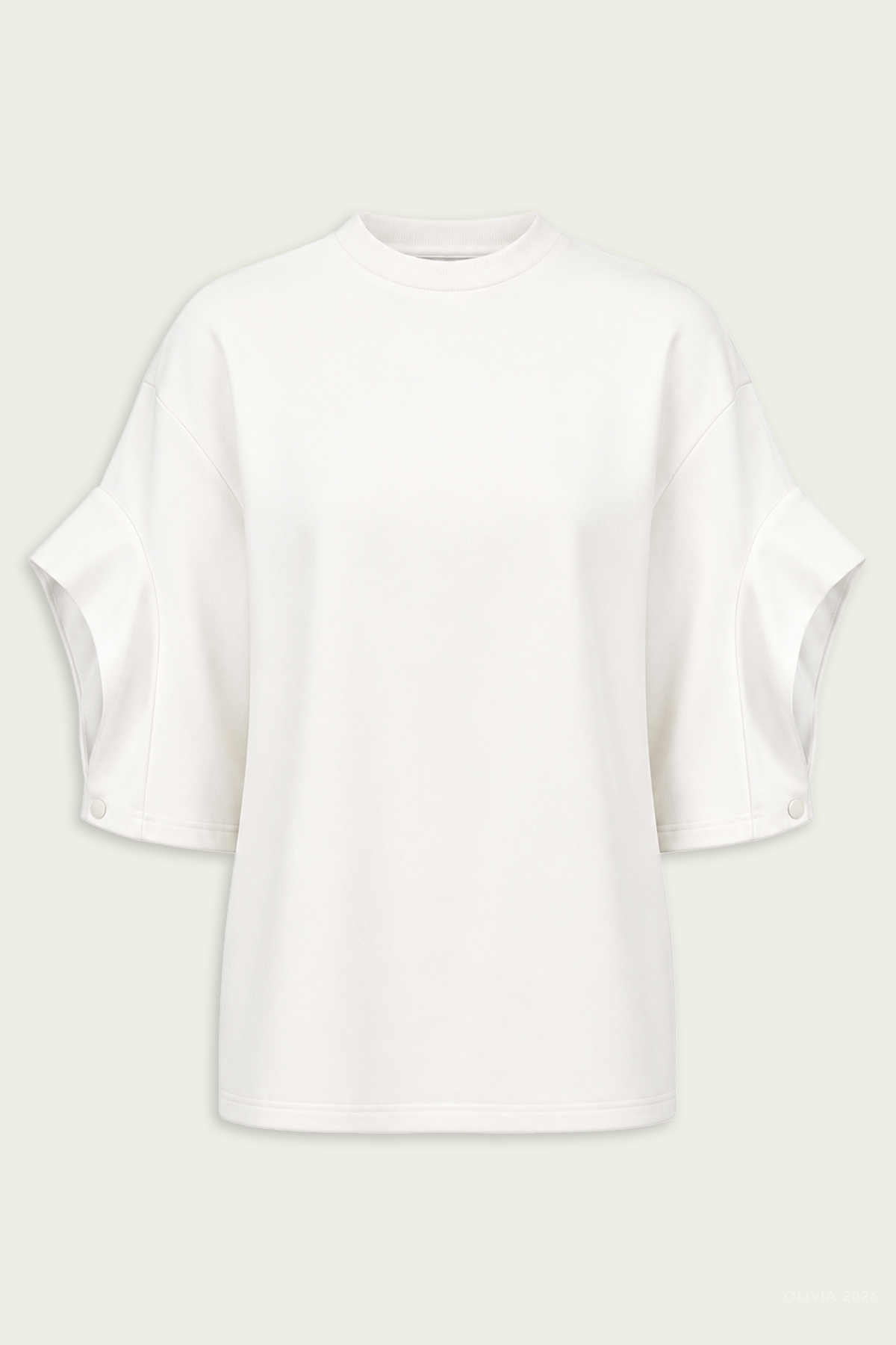 Active Knit Easy Drape Sleeve T-Shirt in White