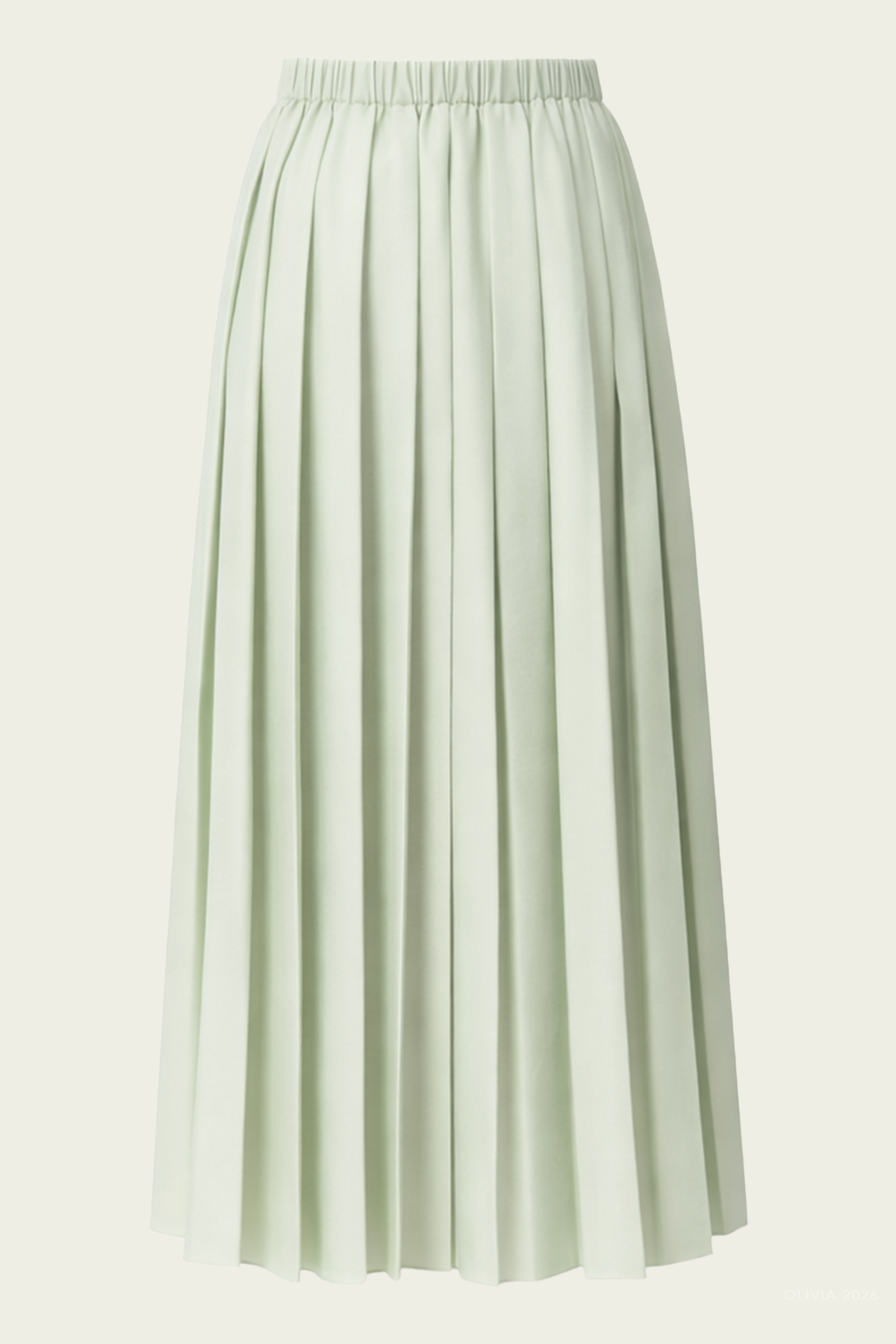 Feather Weight Pleated Pull On Skirt in Sage