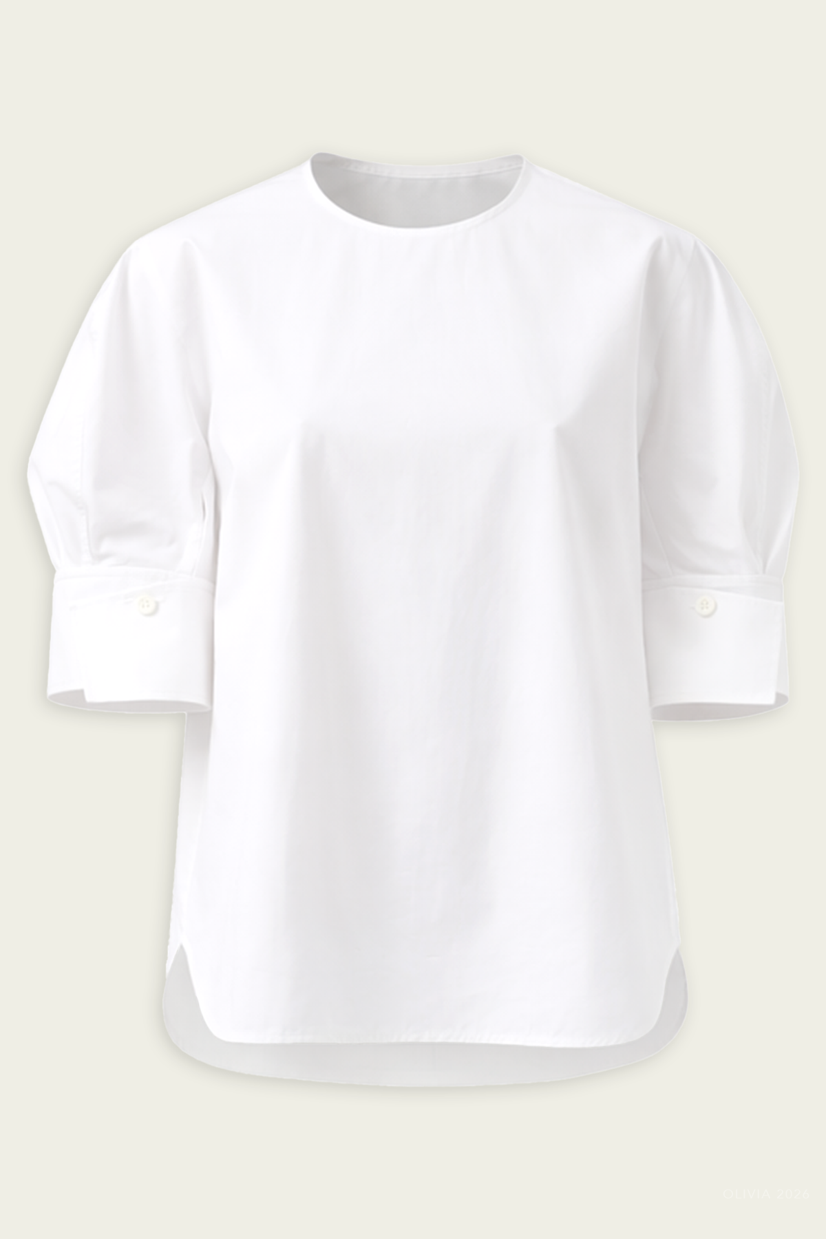 Compact Eco Poplin Reverse Sleeve Top in White