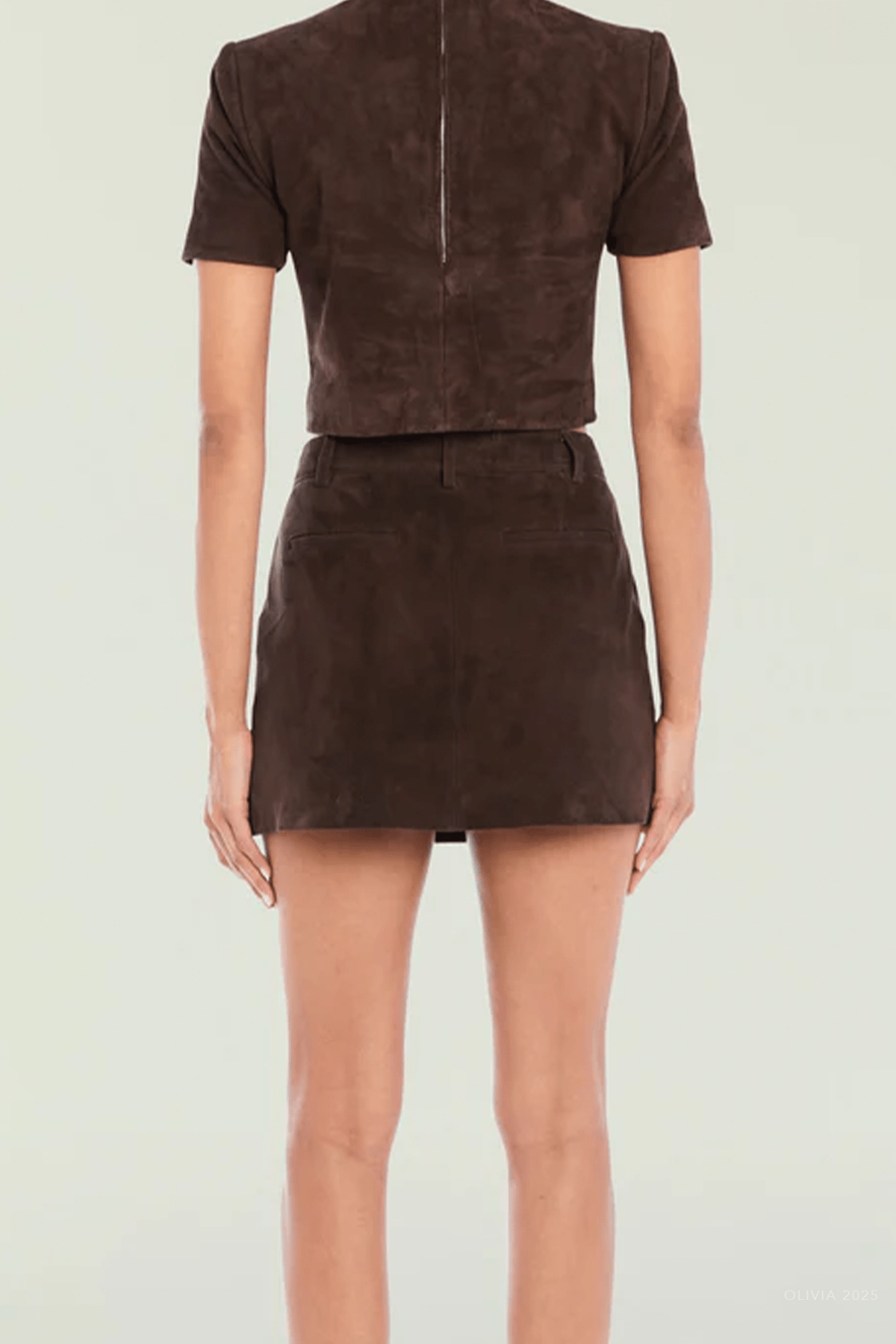Torrance Suede Mini Skirt in Tobacco - shop - olivia.com