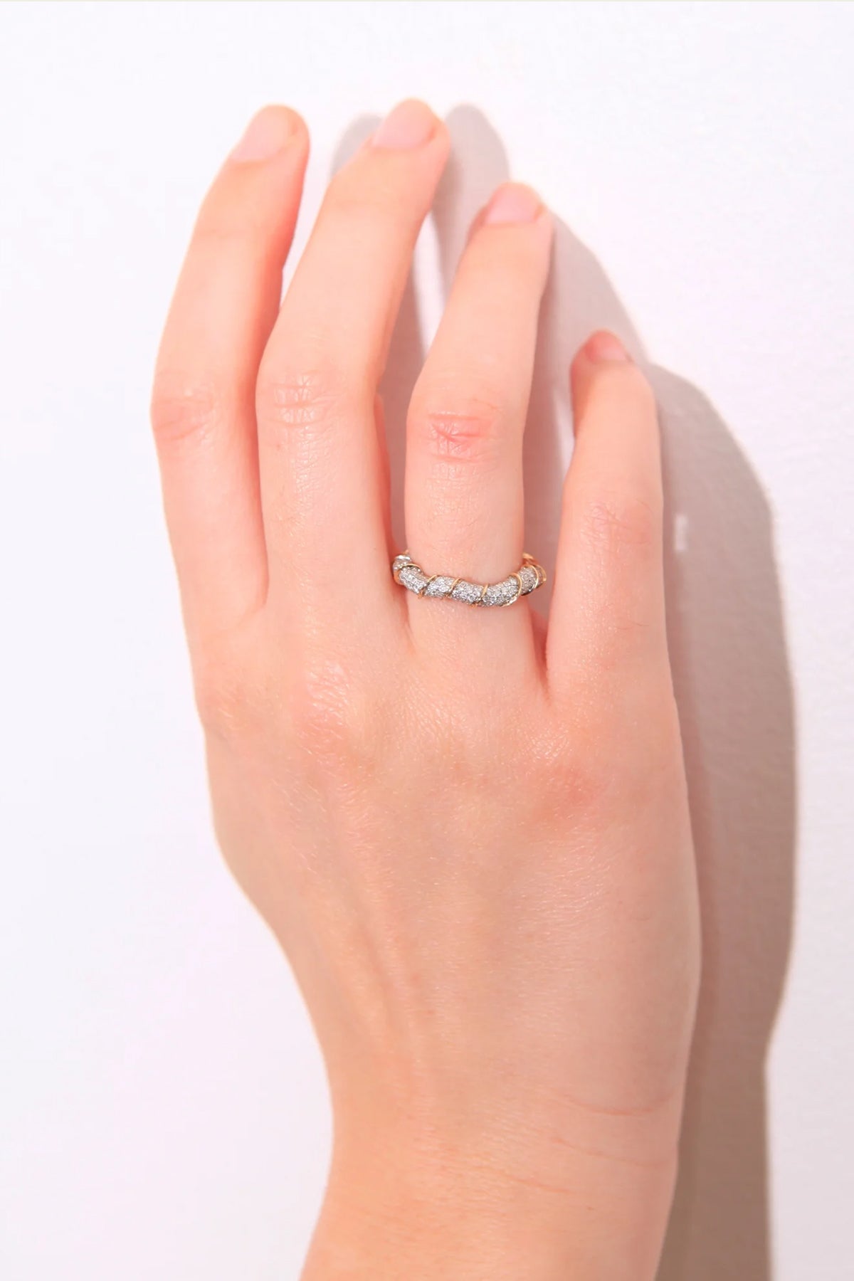 Twisted Baguette Full Diamond Ring - shop - olivia.com